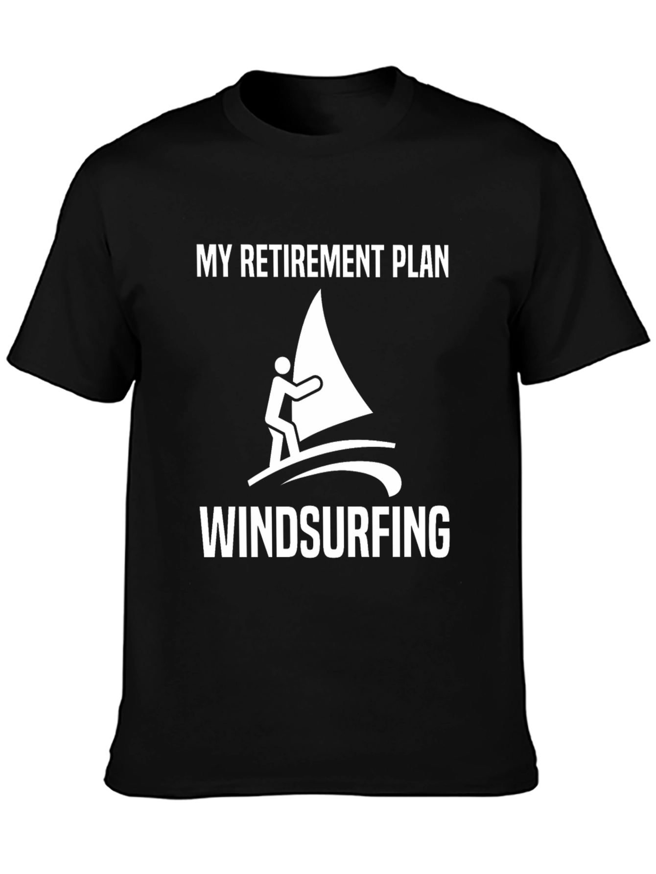 Black Retirement Plan Windsurfing Black Graphic Tee view 3