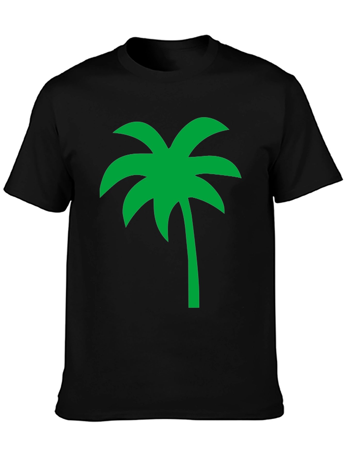 Black Tropical Palm Tree Graphic Tee - Black Cotton Casual Shirt view 3