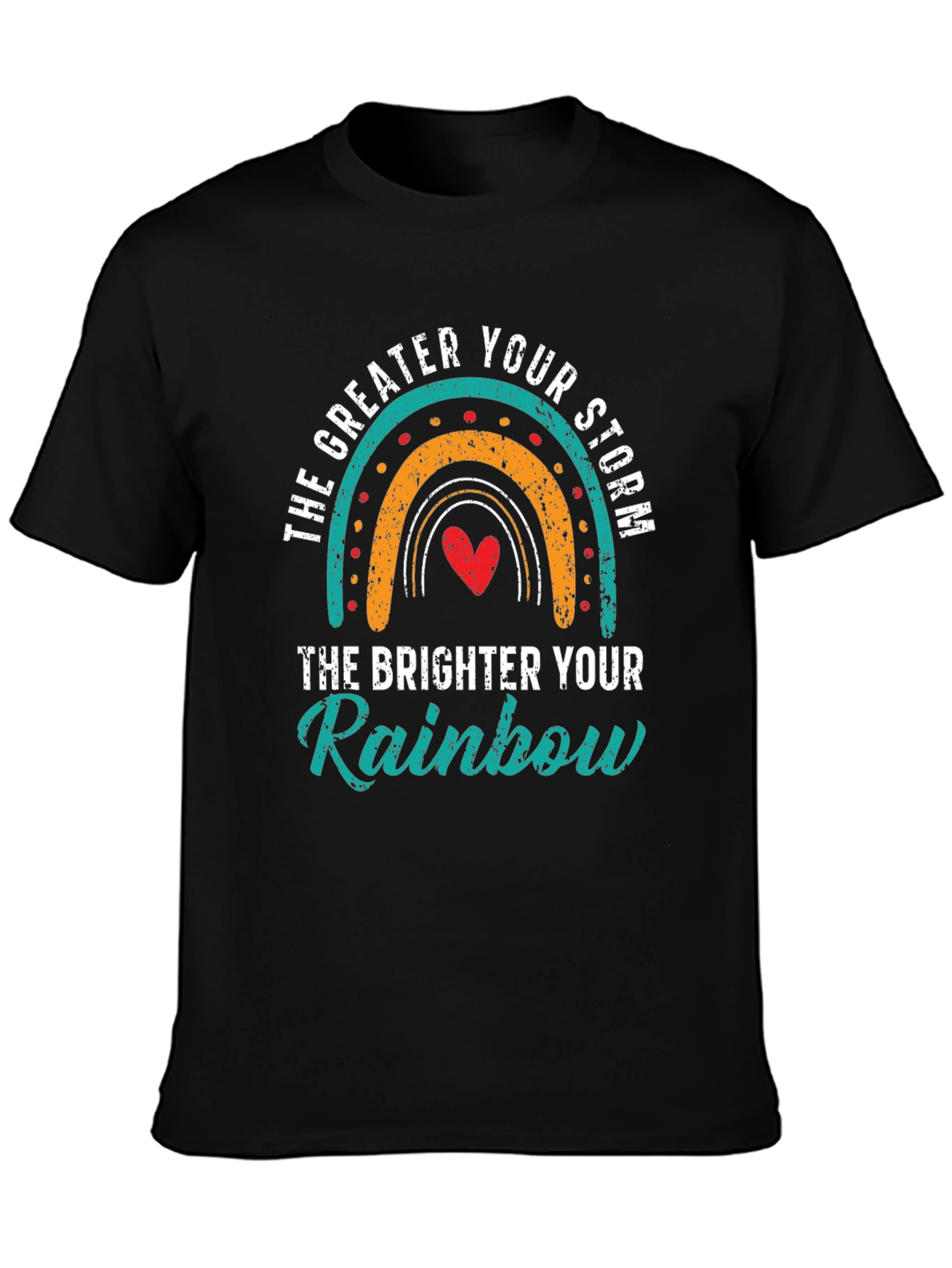 Black Inspirational Rainbow Graphic T-Shirt view 3