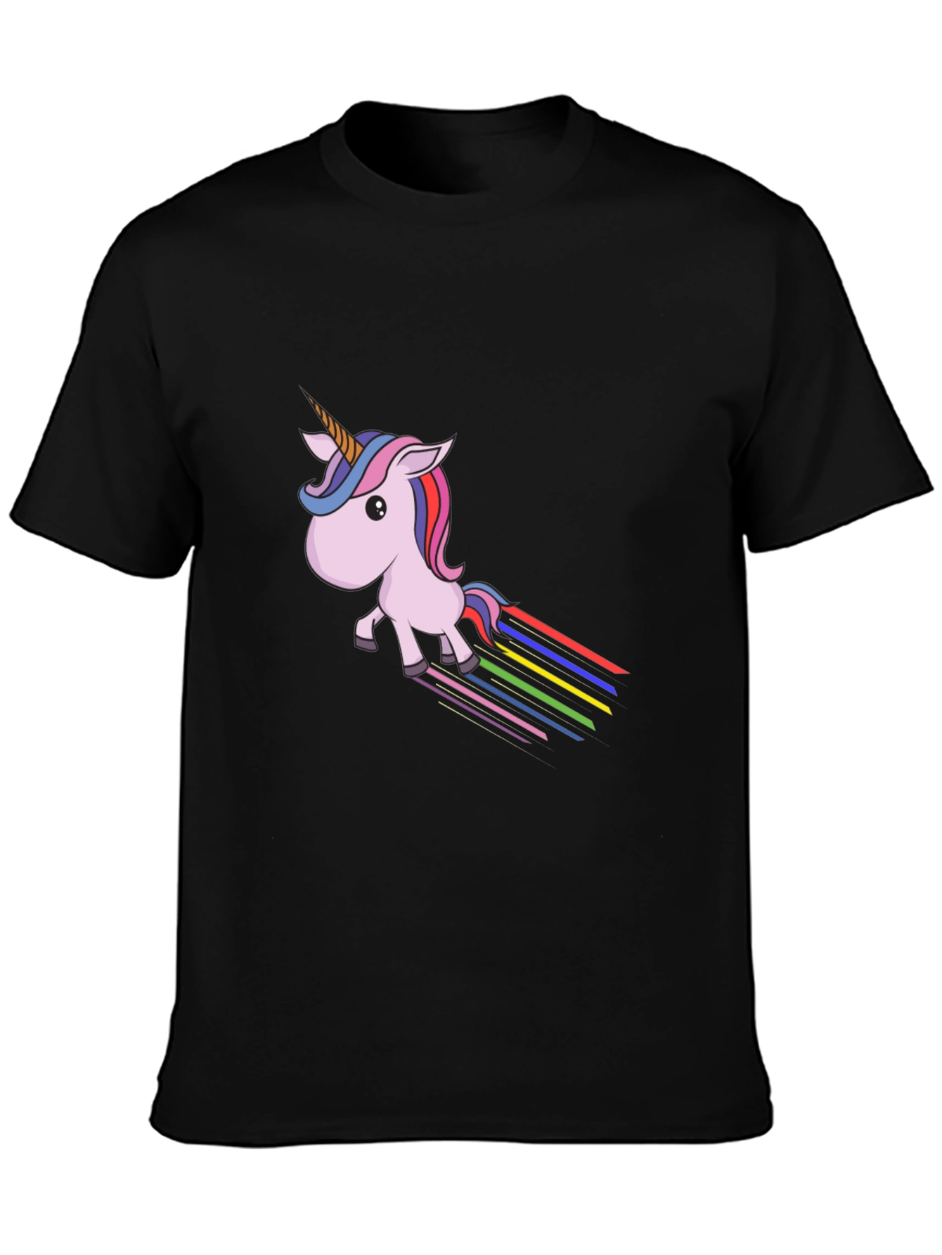 Black Rainbow Unicorn Graphic Tee - Black Cotton Blend view 3