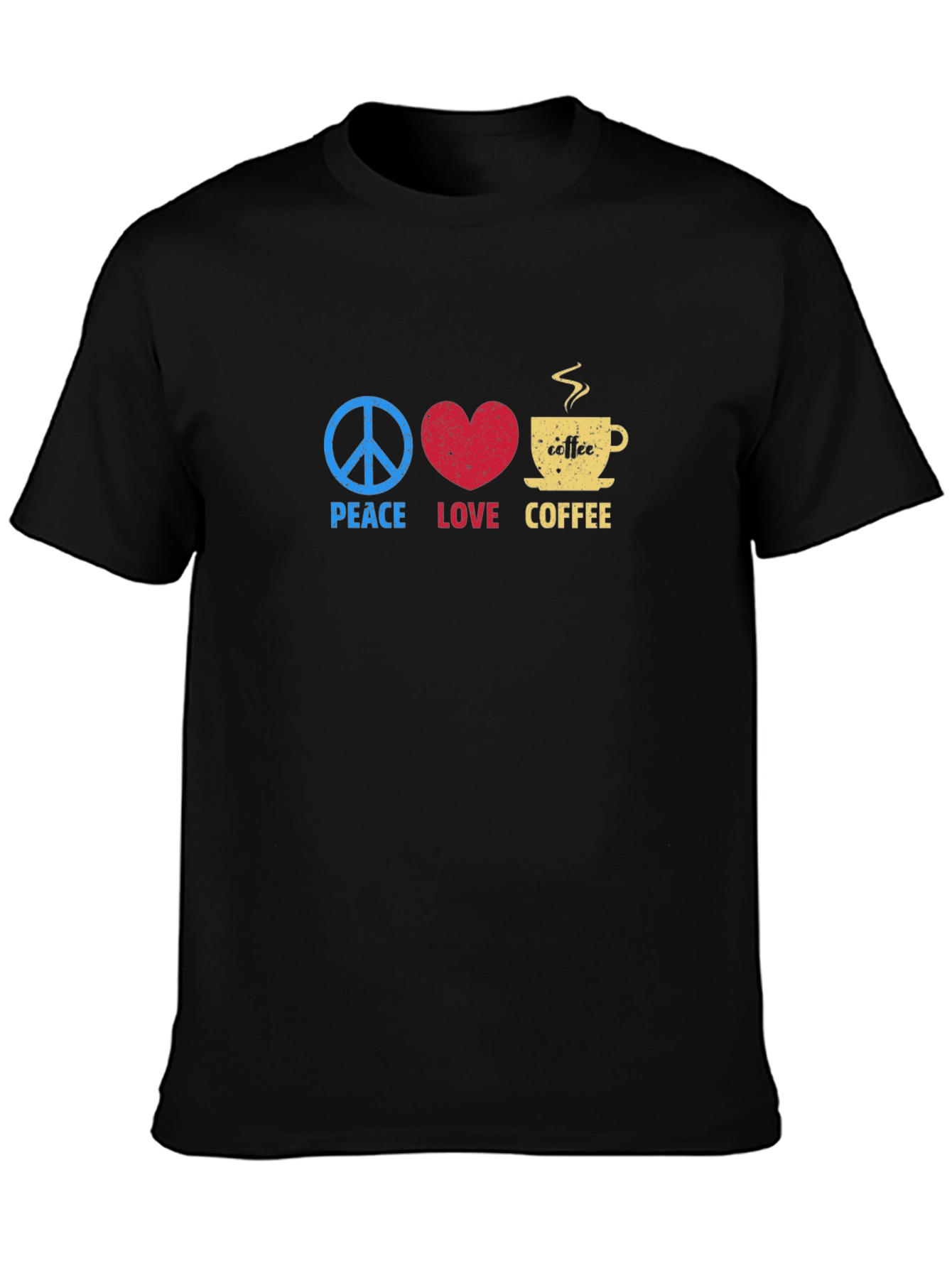 Black Peace Love Coffee Graphic Tee - Trendy Casual Comfort view 3