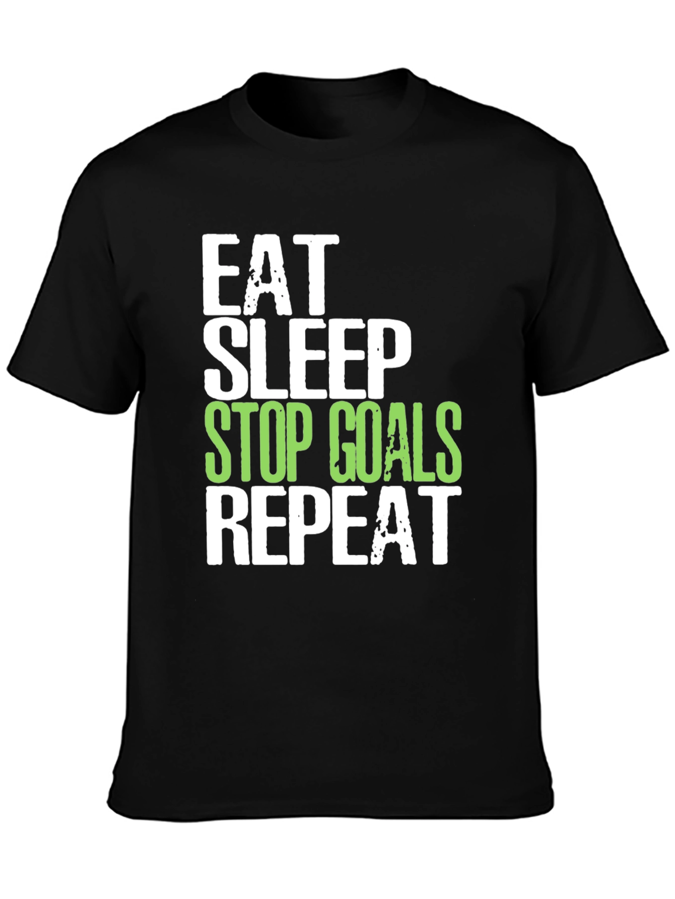 Black Eat Sleep Stop Goals Repeat T-Shirt view 3