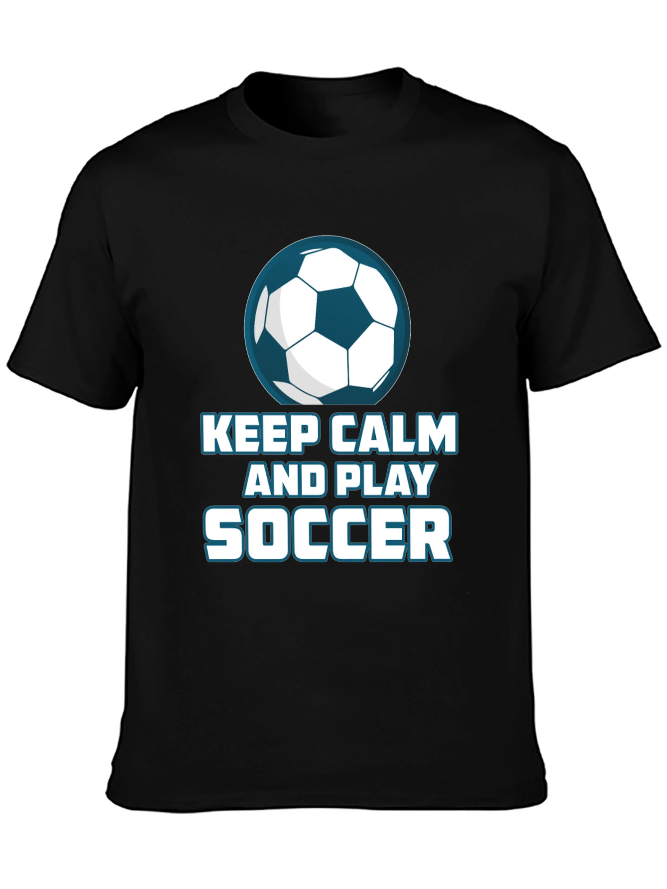 Black Keep Calm and Play Soccer T-Shirt view 3