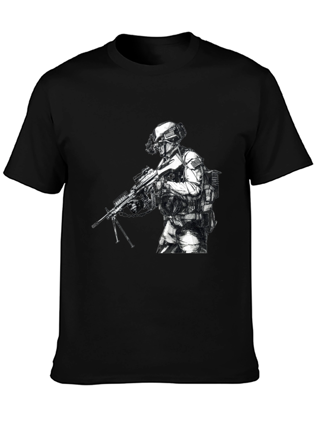 Black Tactical Soldier Graphic T-Shirt - Black view 3