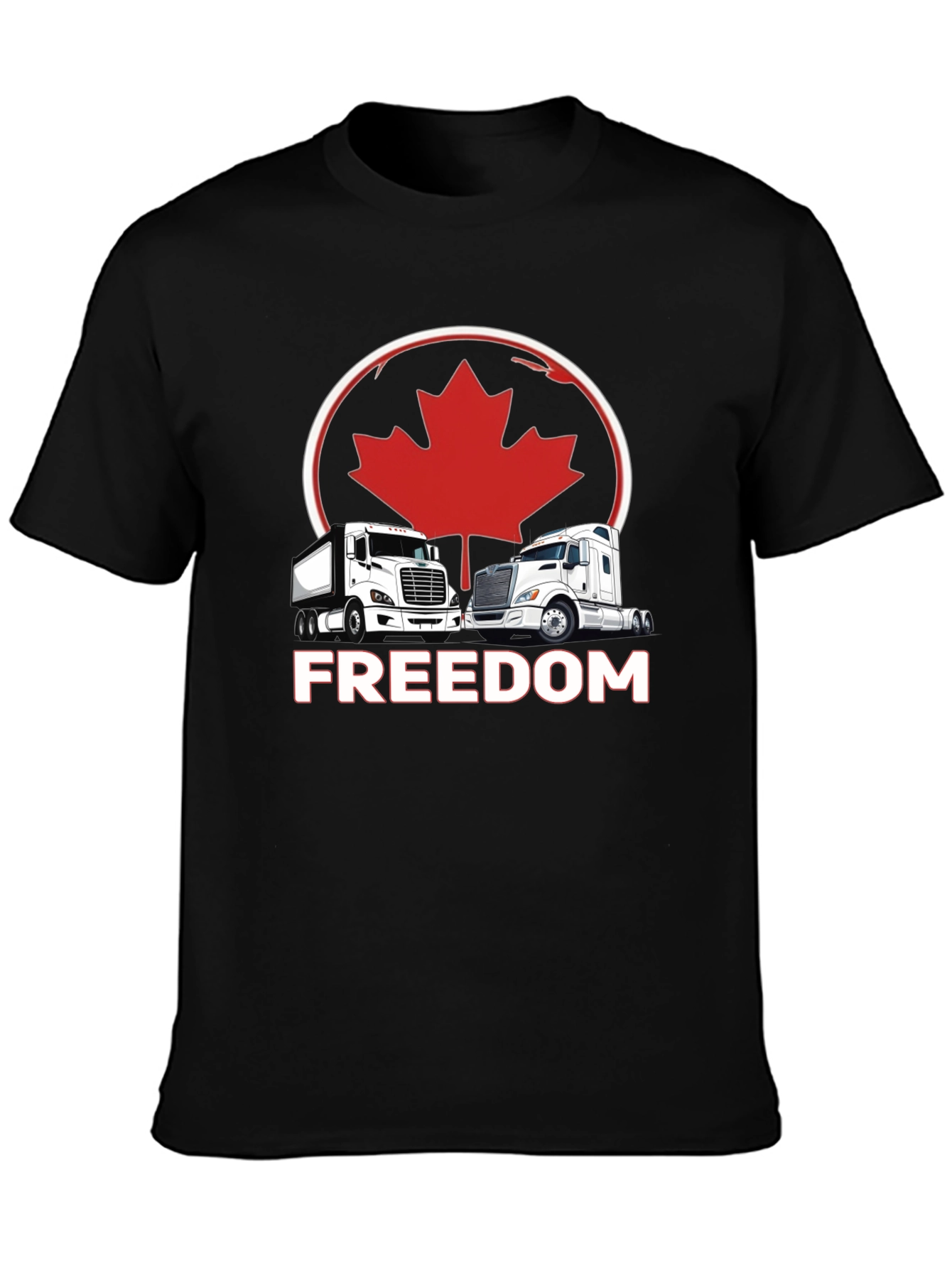 Black Freedom Trucker T-Shirt Canada Maple Leaf view 3