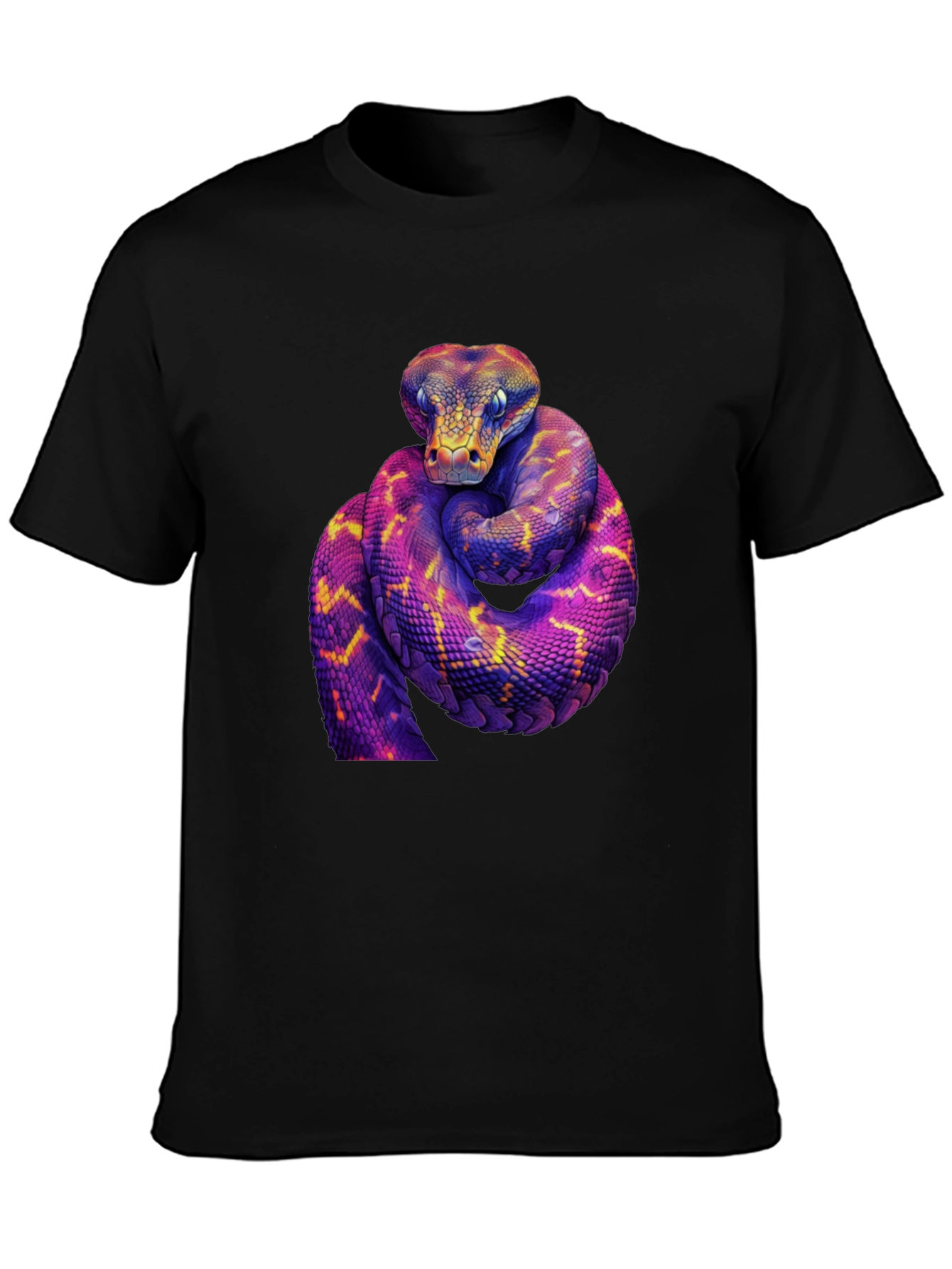 Black Vibrant Snake Graphic Tee - Bold Reptile Design view 3