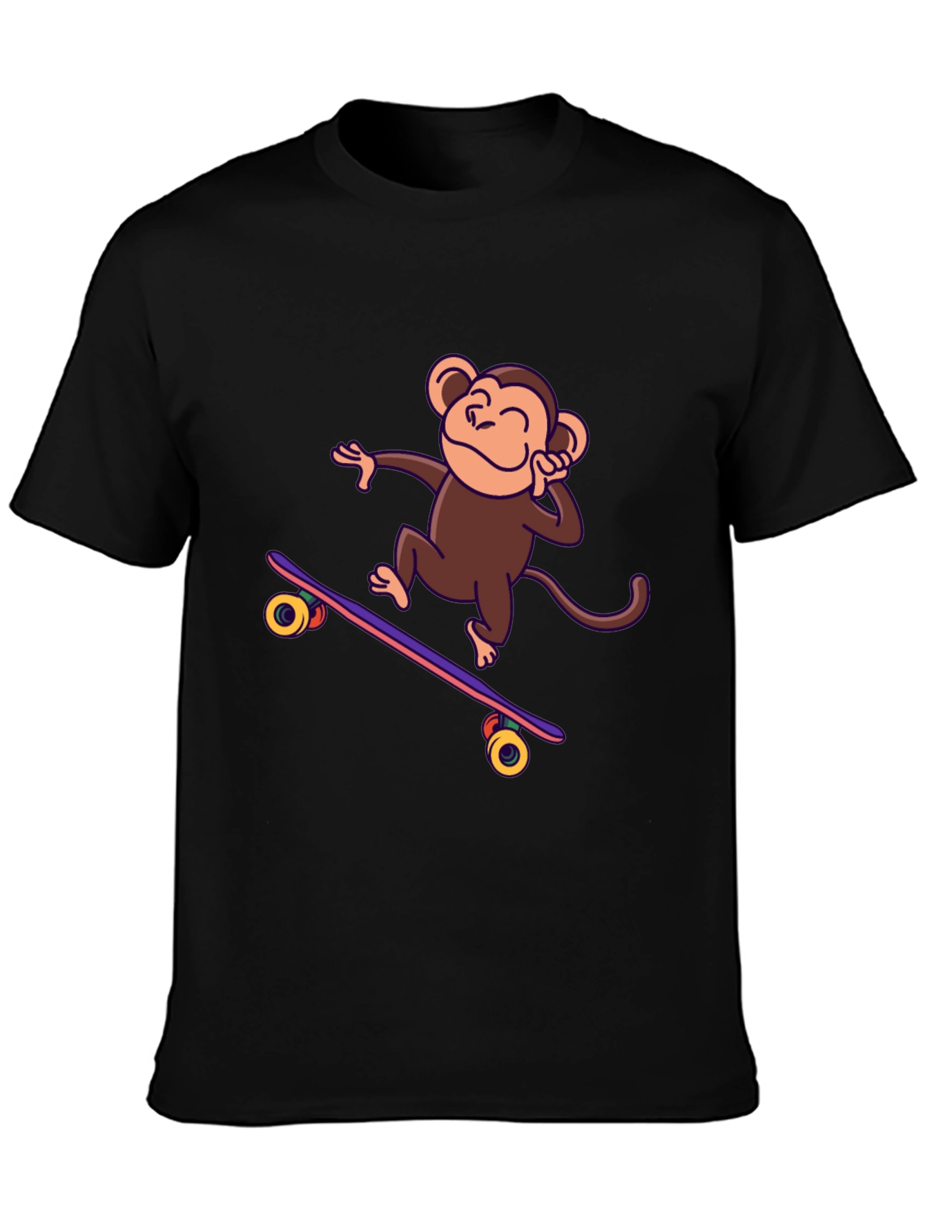 Black Skateboarding Monkey Graphic Tee - Fun & Stylish! view 3