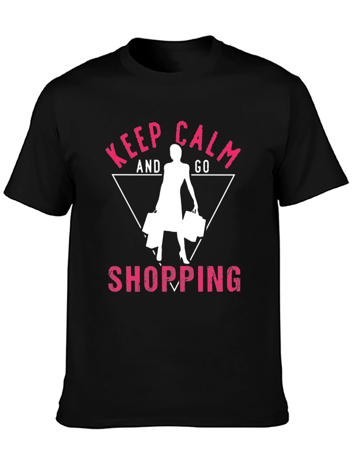 Black Keep Calm and Go Shopping Black T-Shirt view 3