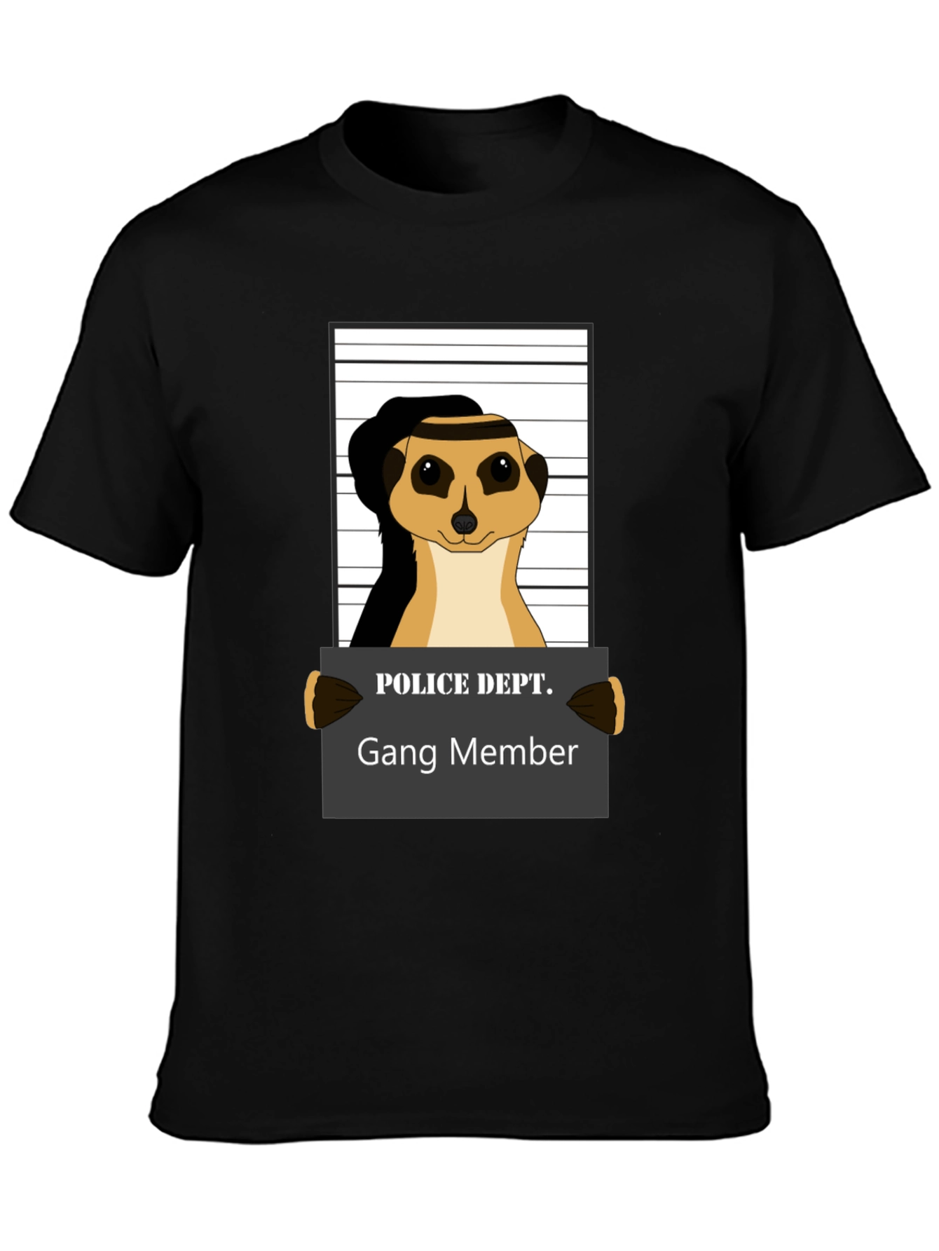 Black Gang Member Meerkat T-Shirt - Novelty Animal Tee view 3