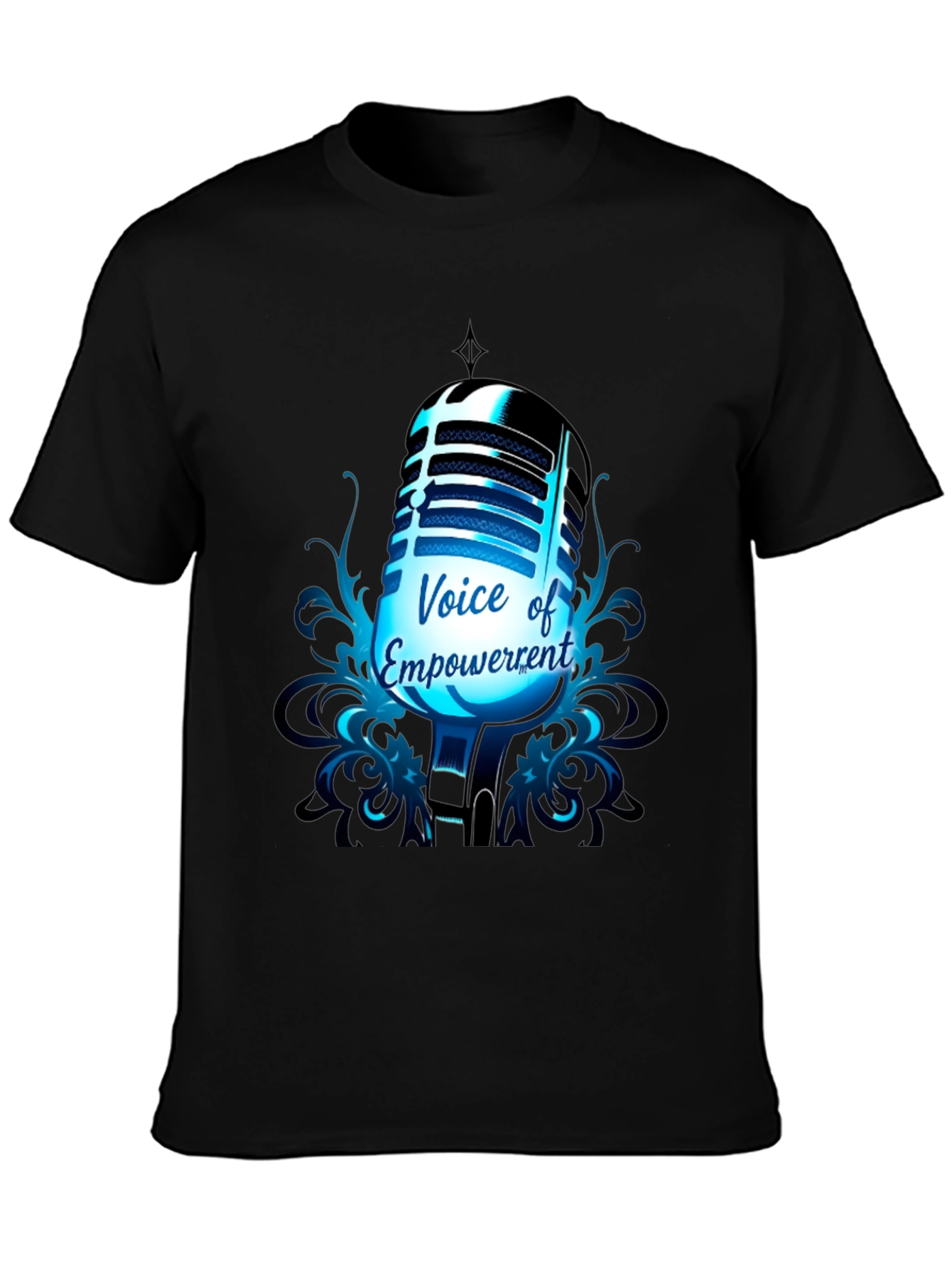 Black Voice of Empowerment T-Shirt: Retro Microphone Graphic Tee view 3