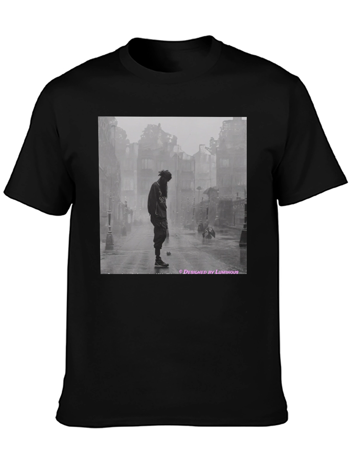 Black Urban Dread T-Shirt - Luminous Design view 3