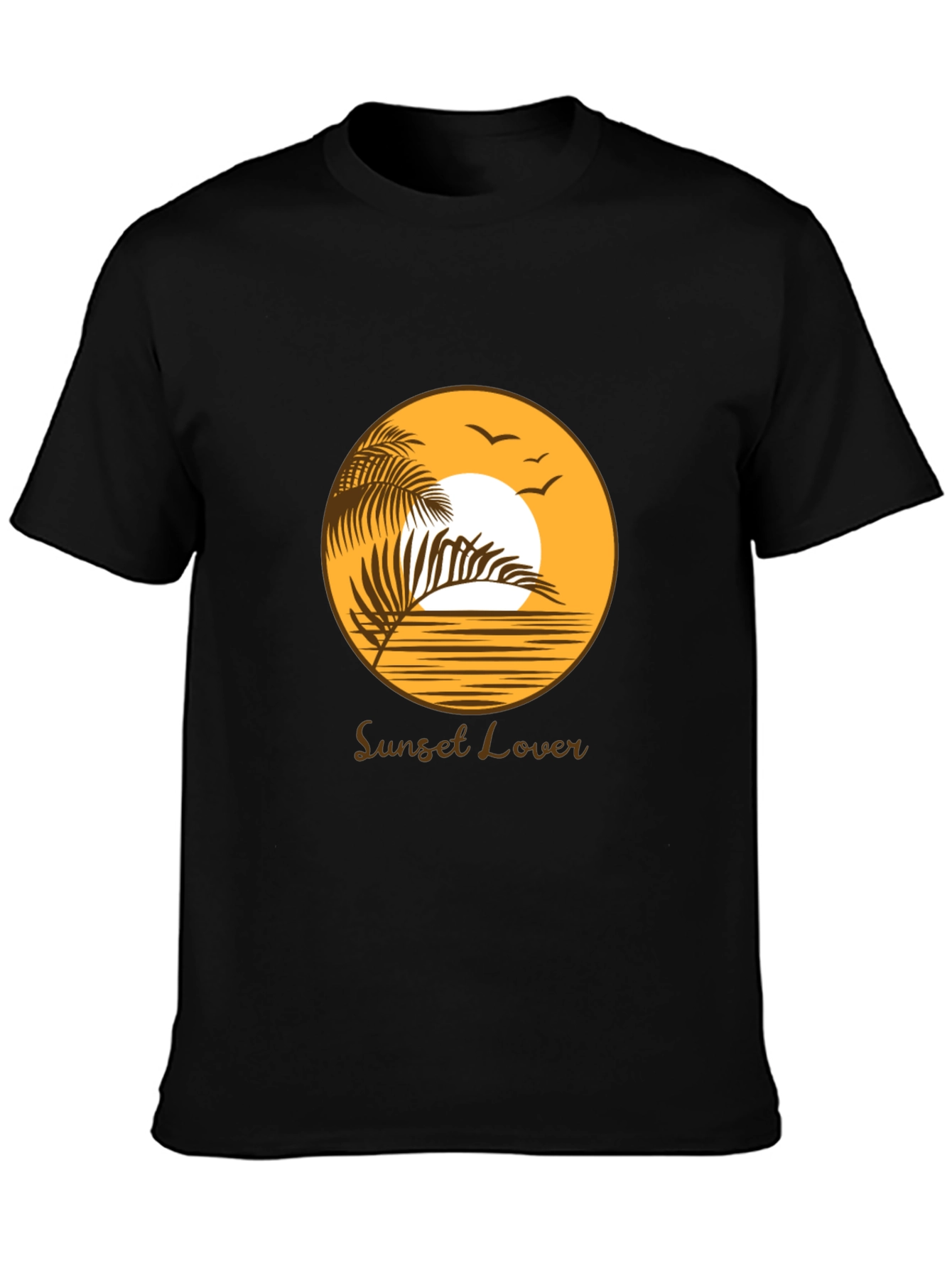 Black Sunset Lover Graphic Tee - Black Cotton T-Shirt view 3
