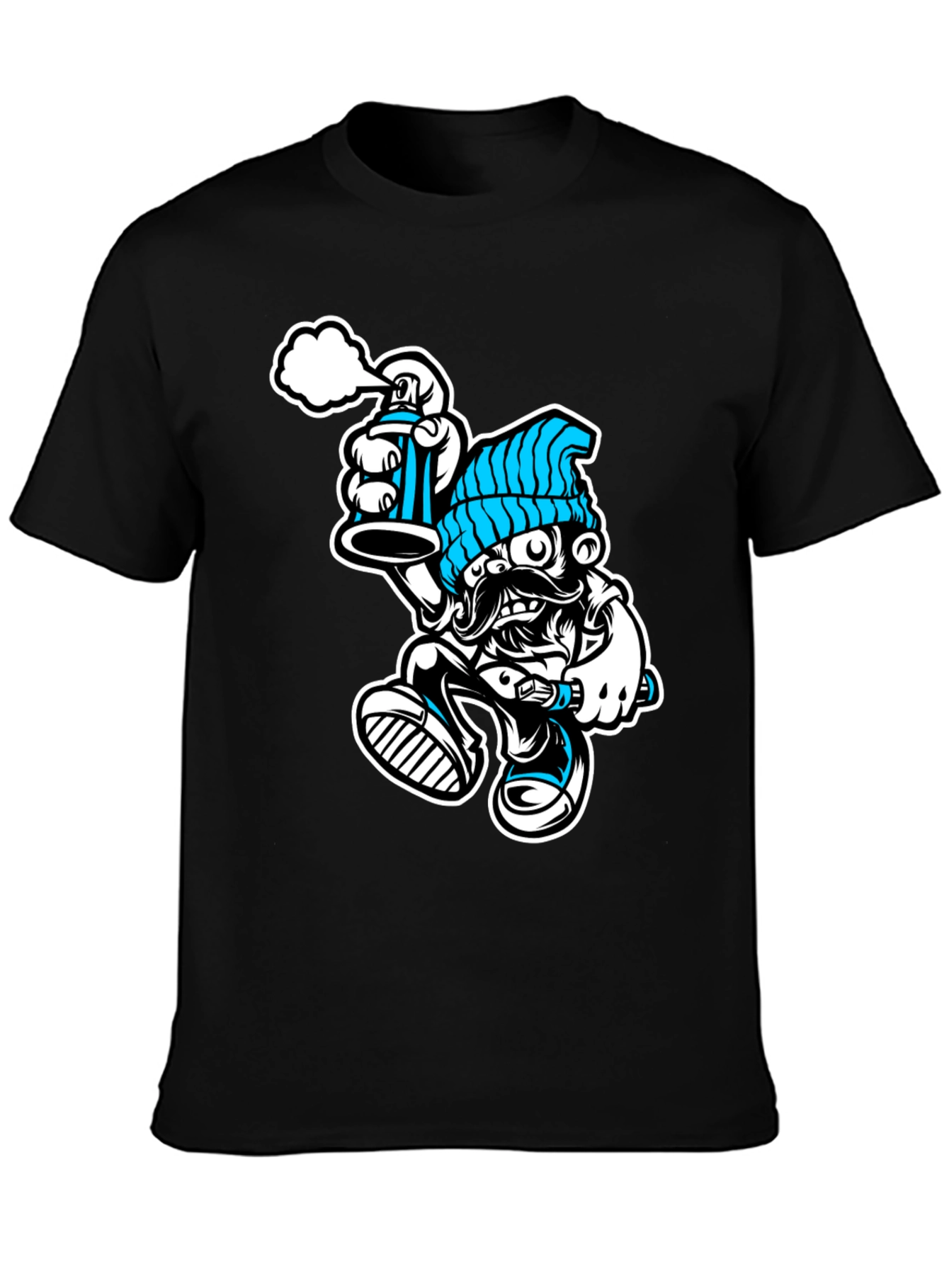 Black Cool Graphic T-Shirt: Graffiti Man view 3