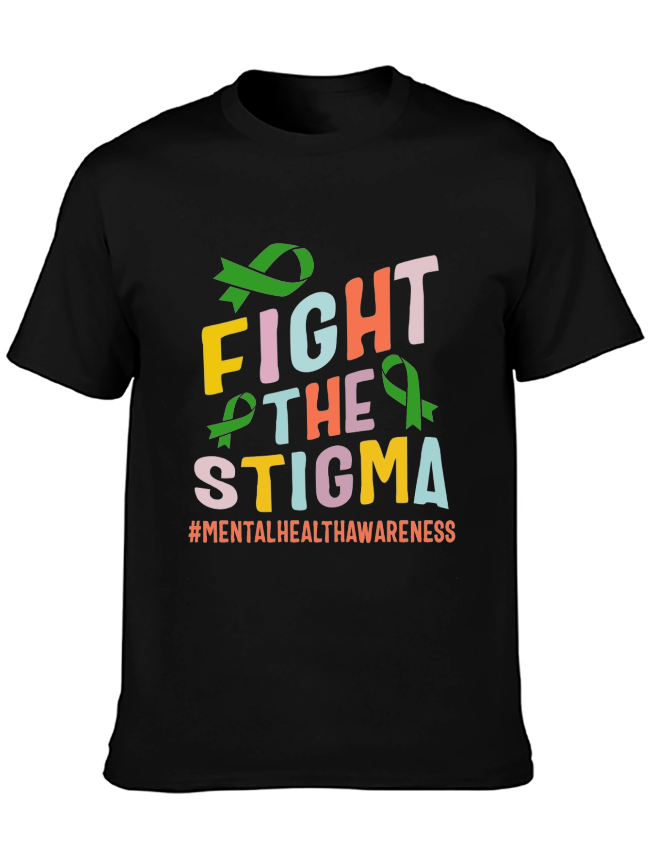 Black Fight The Stigma T-Shirt Mental Health Awareness view 3