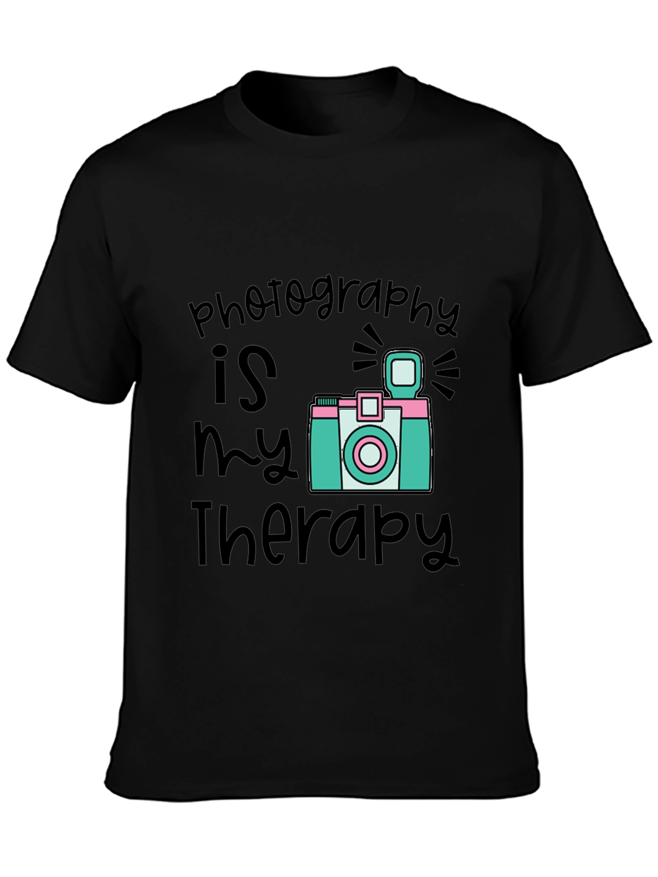 Black Photography is My Therapy Black T-Shirt view 3