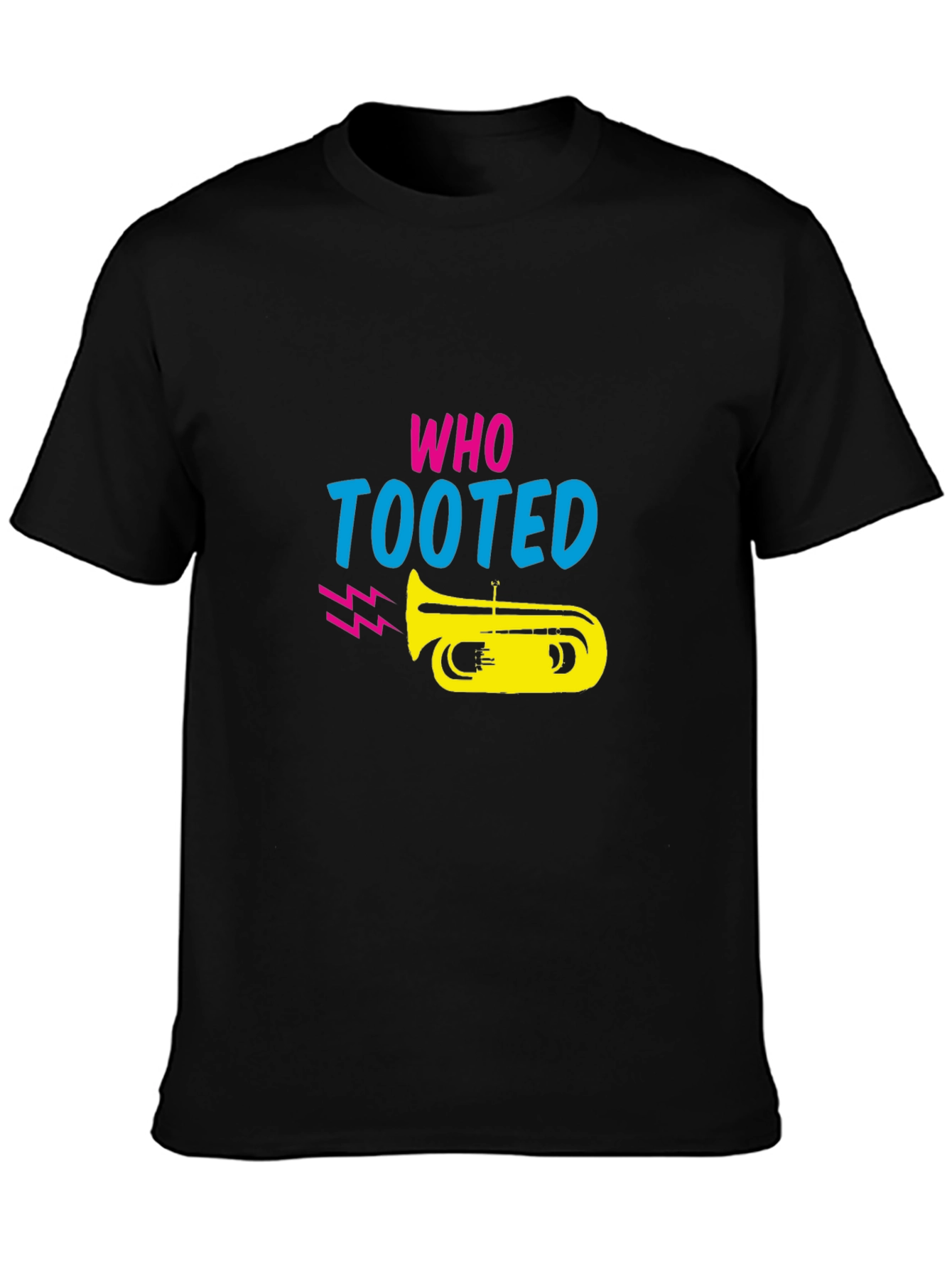 Black Who Tooted T-Shirt - Funny Music Graphic Tee view 3