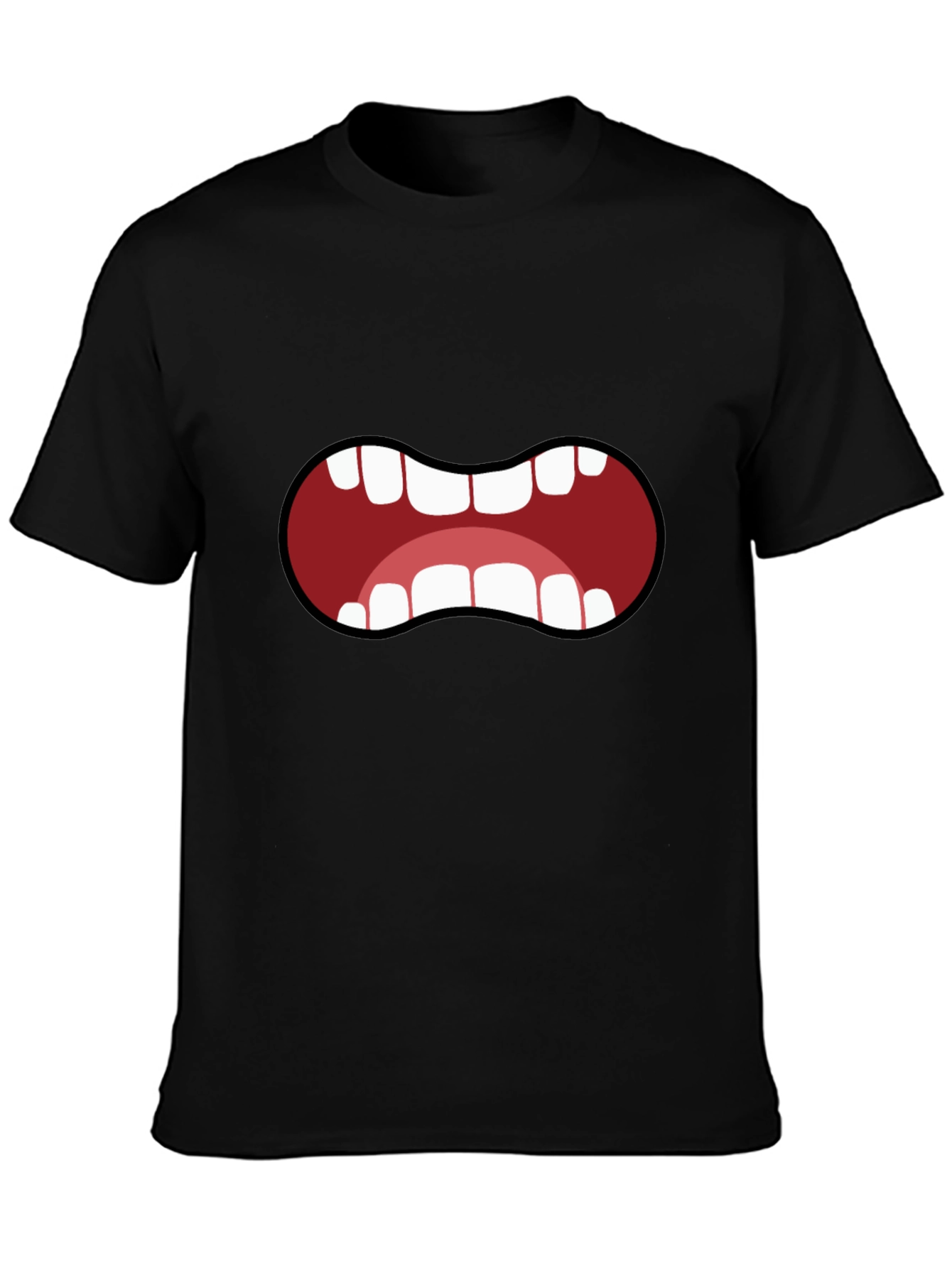 Black Cartoon Mouth T-Shirt - Funny Graphic Tee view 3