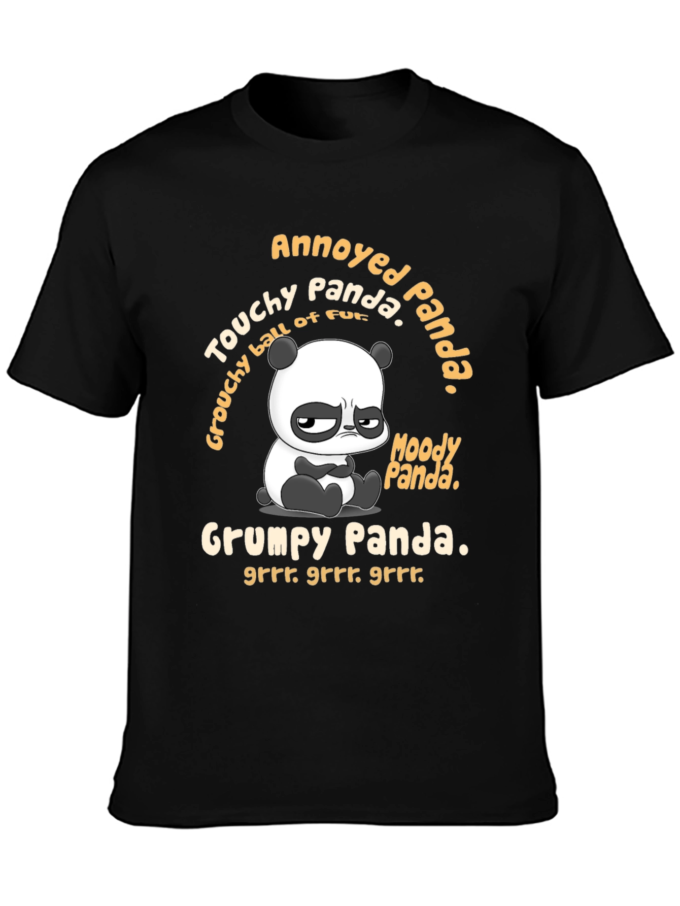 Black Grumpy Panda Graphic T-Shirt - Annoyed Panda Tee view 3