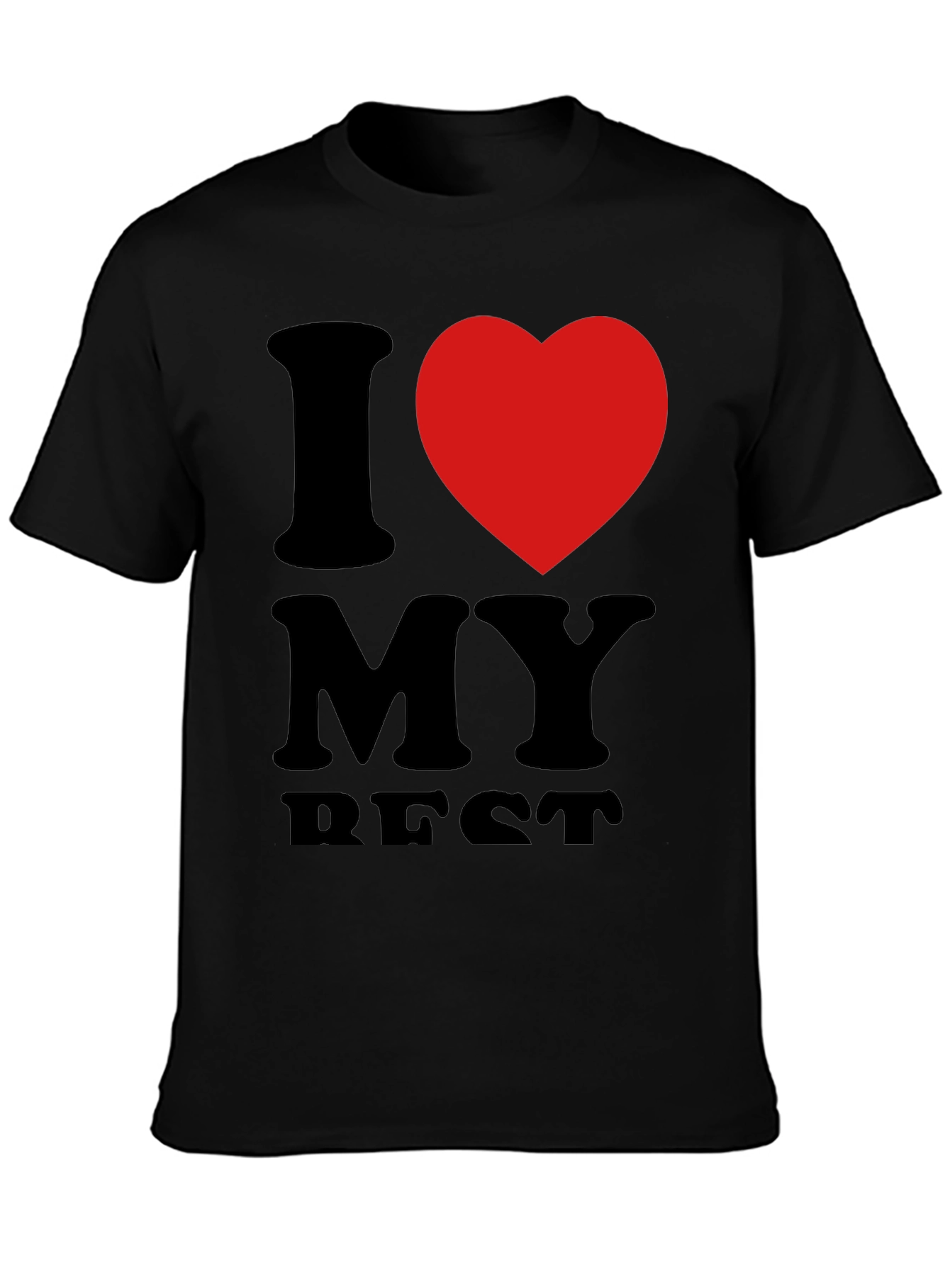 Black I Heart My Best T-Shirt - Black Crew Neck Tee view 3