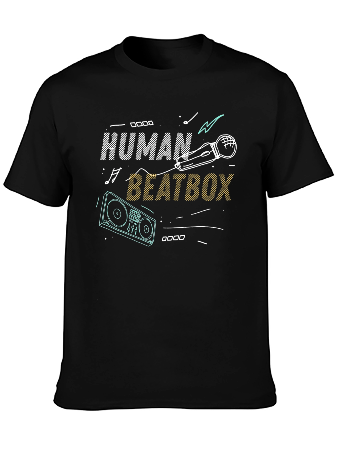 Black Human Beatbox Graphic T-Shirt view 3