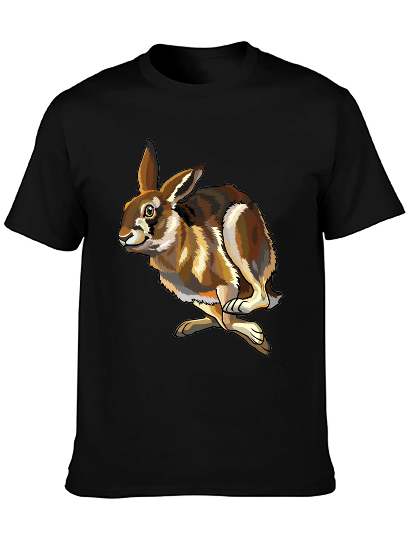 Black Hare Graphic Tee - Black Cotton T-Shirt view 3