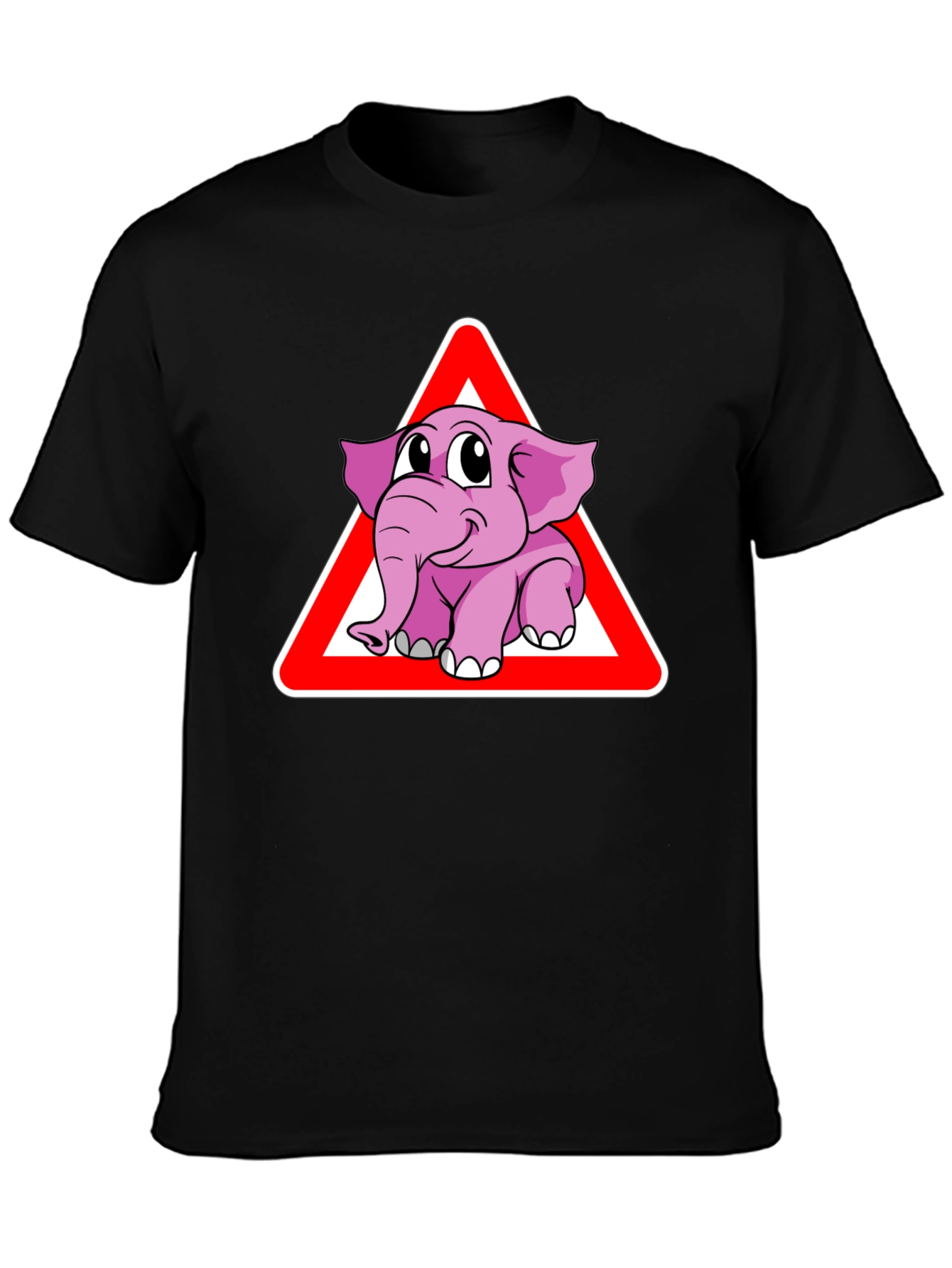 Black Elephant Crossing Funny Graphic T-Shirt view 3