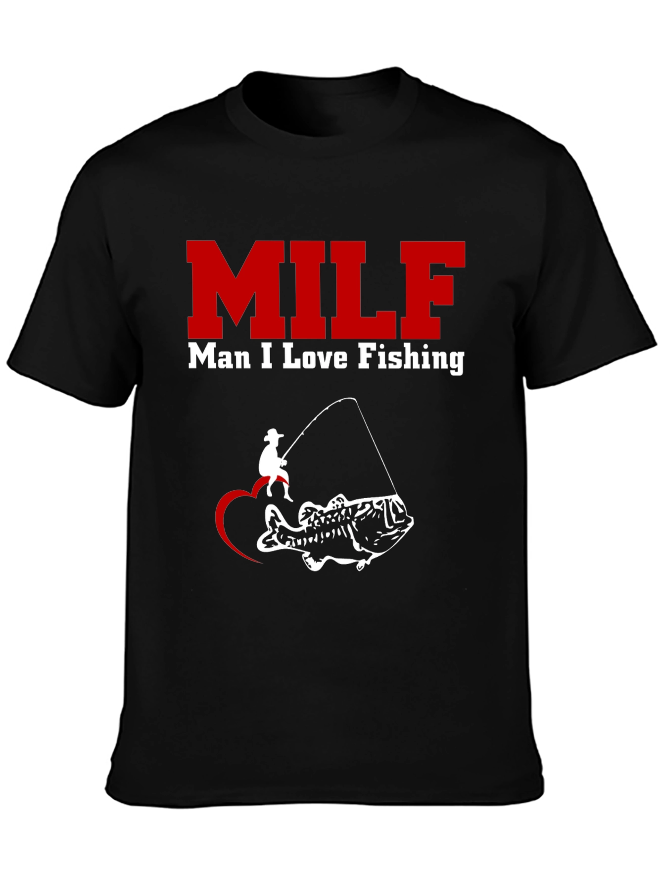 Black MILF Man I Love Fishing Black T-Shirt view 3
