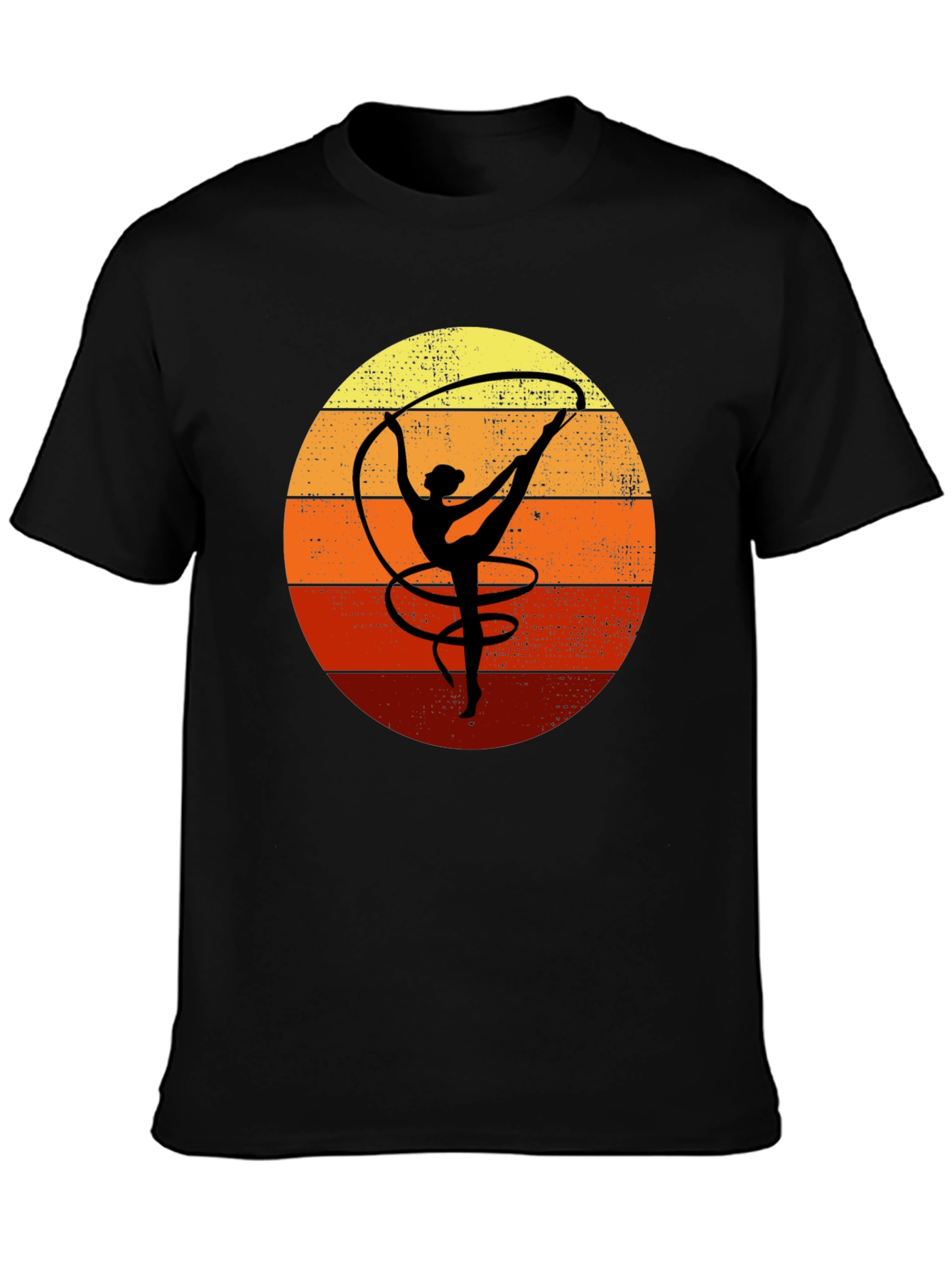 Black Retro Gymnastics Sunset T-Shirt view 3