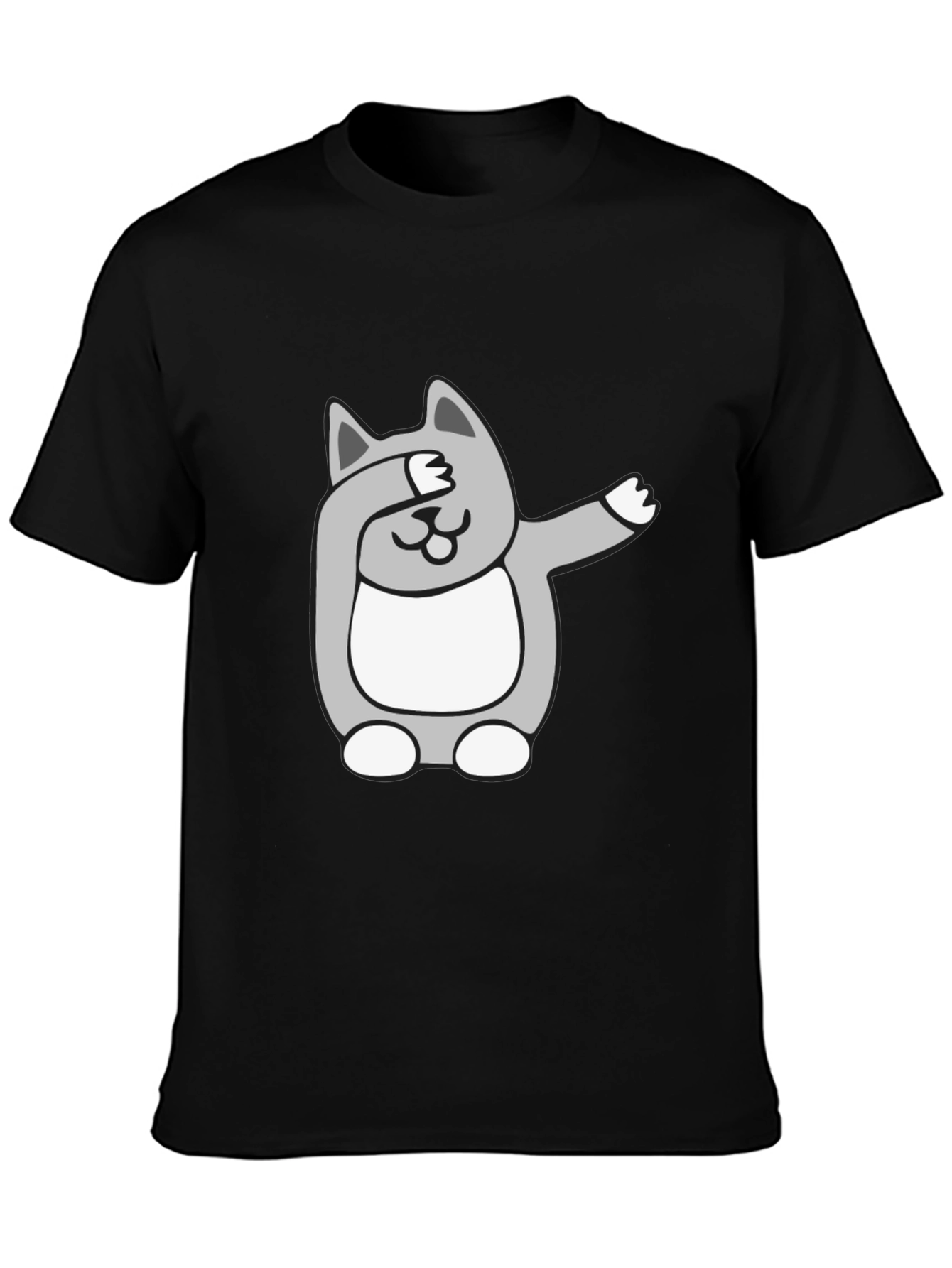 Black Dabbing Cat Graphic Tee - Funny Novelty T-Shirt view 3