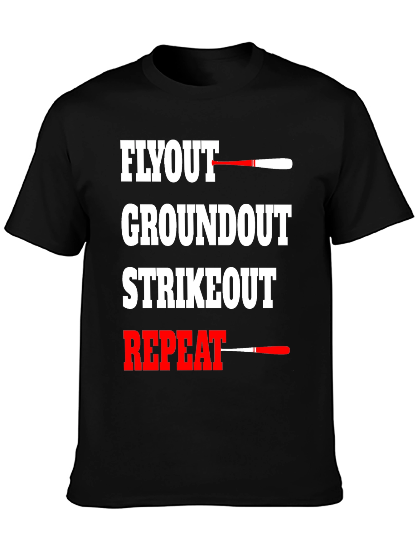 Black Baseball Flyout Repeat Graphic T-Shirt view 3