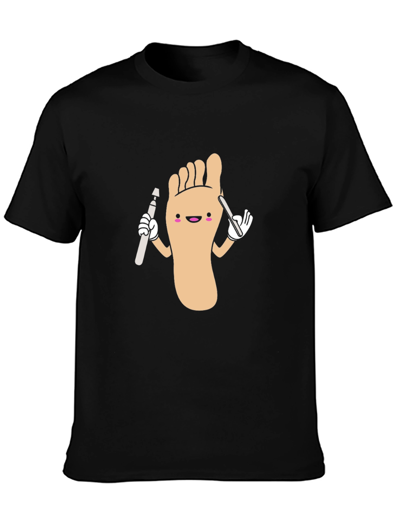 Black Funny Foot Doctor Cartoon Black T-Shirt view 3