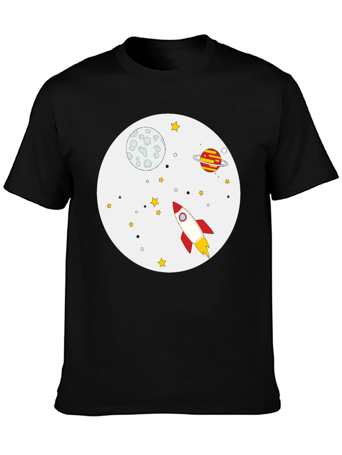 Black Space Adventure Black Cotton T-Shirt view 3