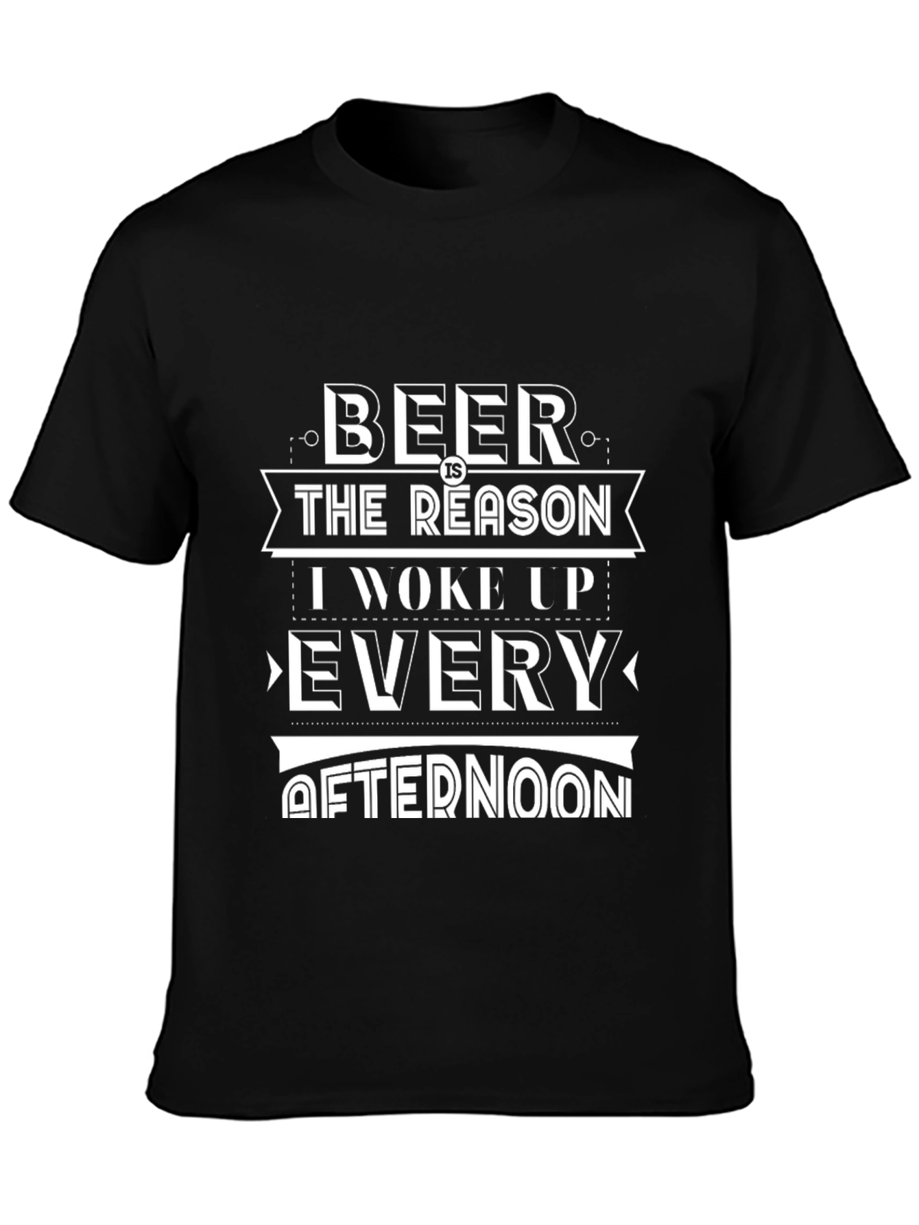 Black Humorous "Beer Reason" Graphic Print Black T-Shirt view 3
