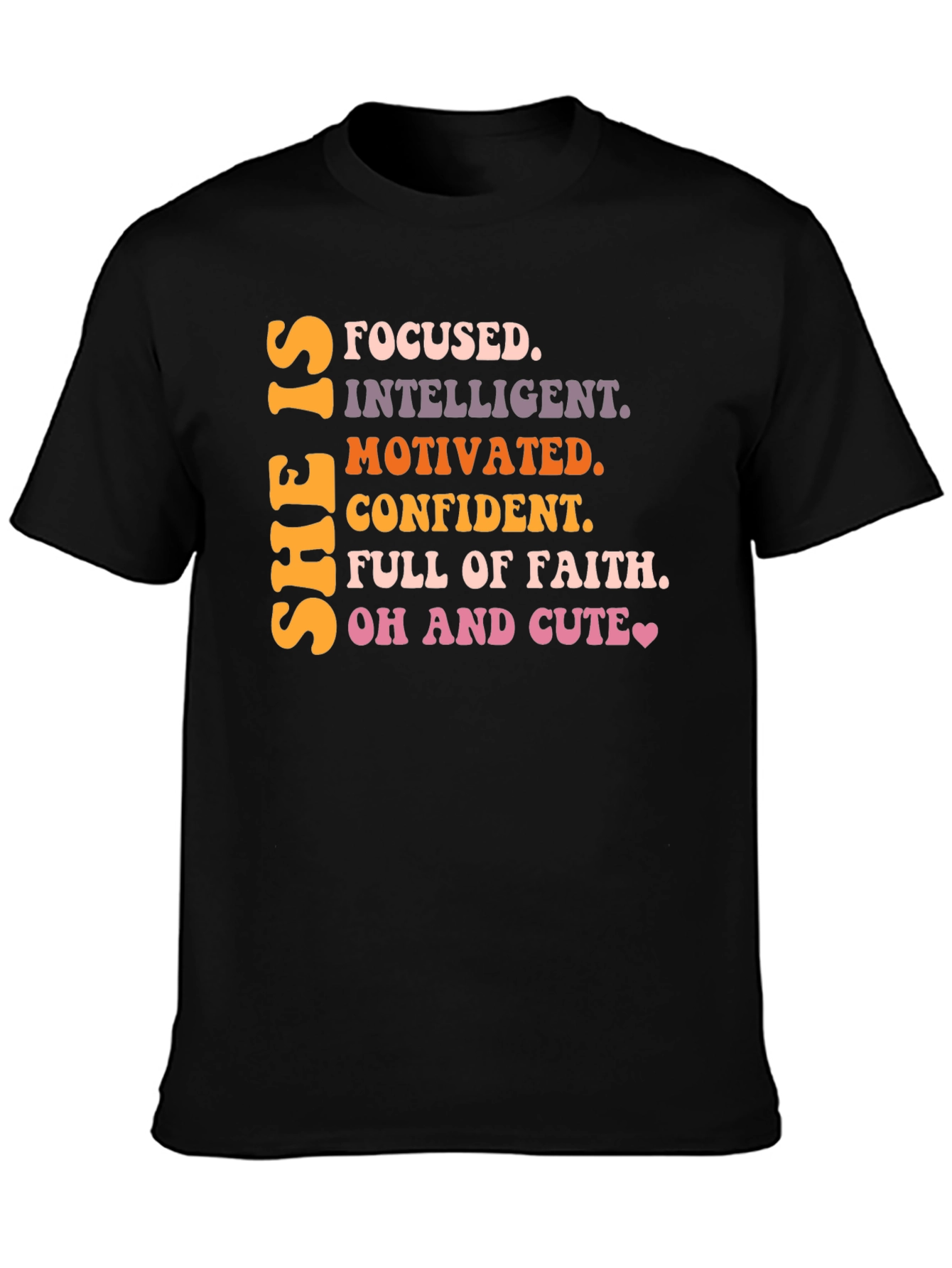 Black Empowered Women's T-Shirt: Focused, Intelligent, Motivated view 3