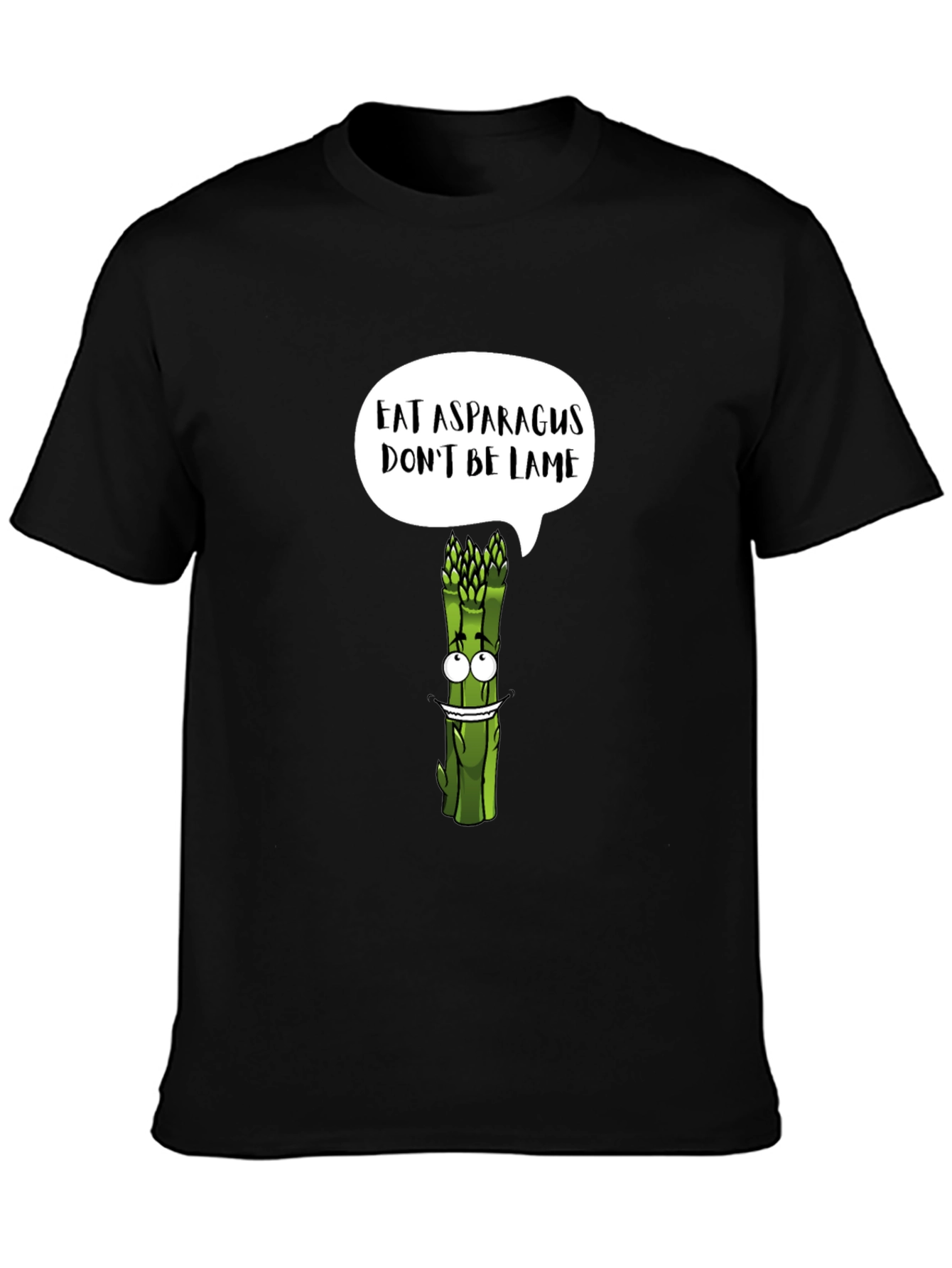 Black Eat Asparagus, Don't Be Lame Graphic T-Shirt view 3