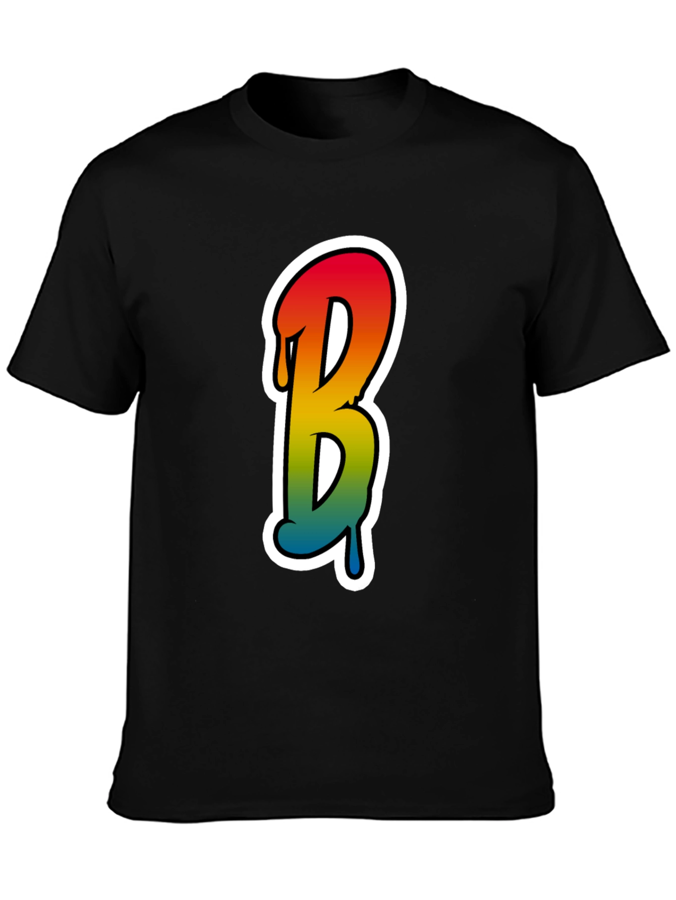 Black Cool Letter B Graphic Tee - Black Cotton Blend view 3