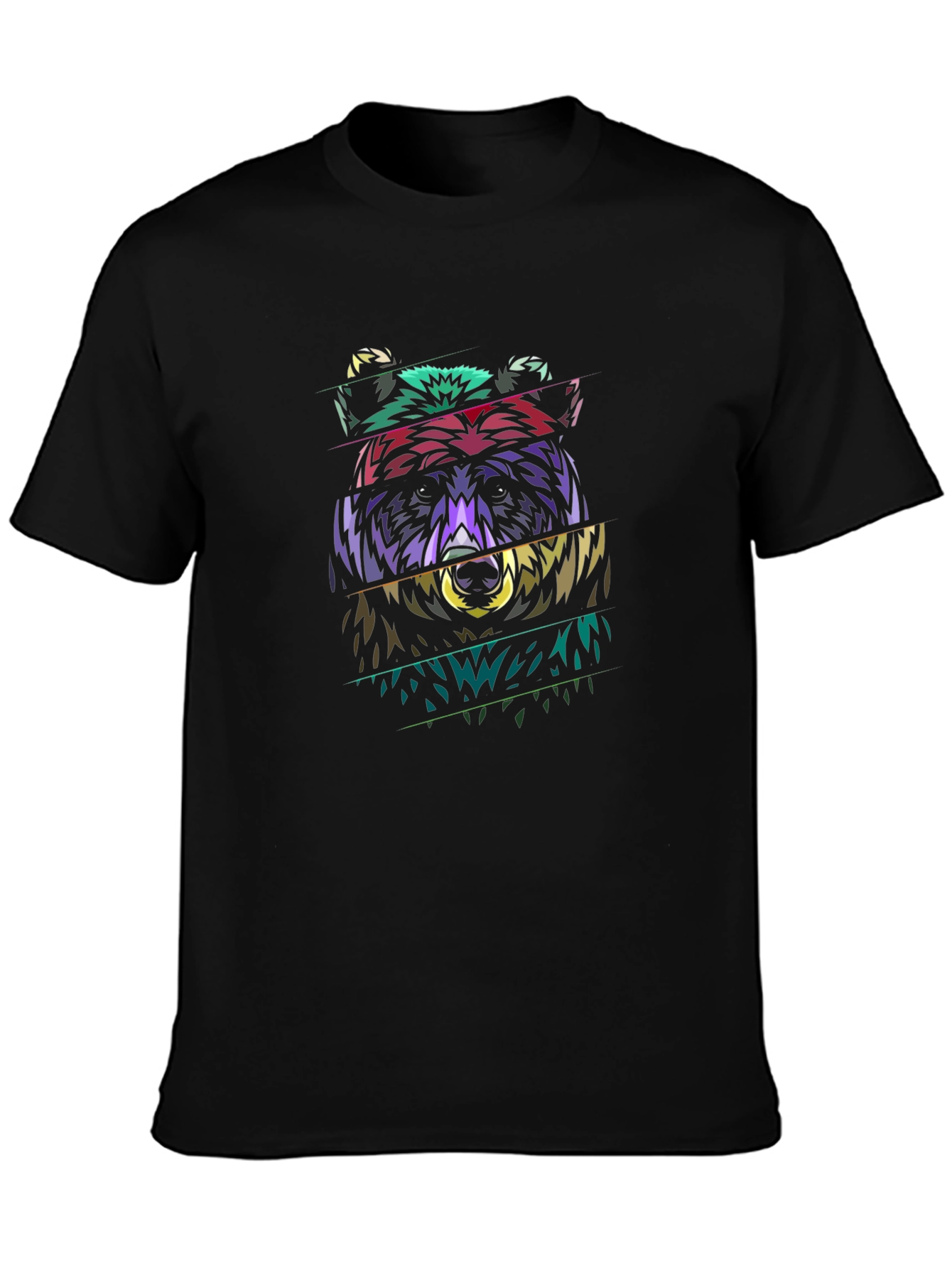 Black Abstract Bear Graphic Black T-Shirt view 3