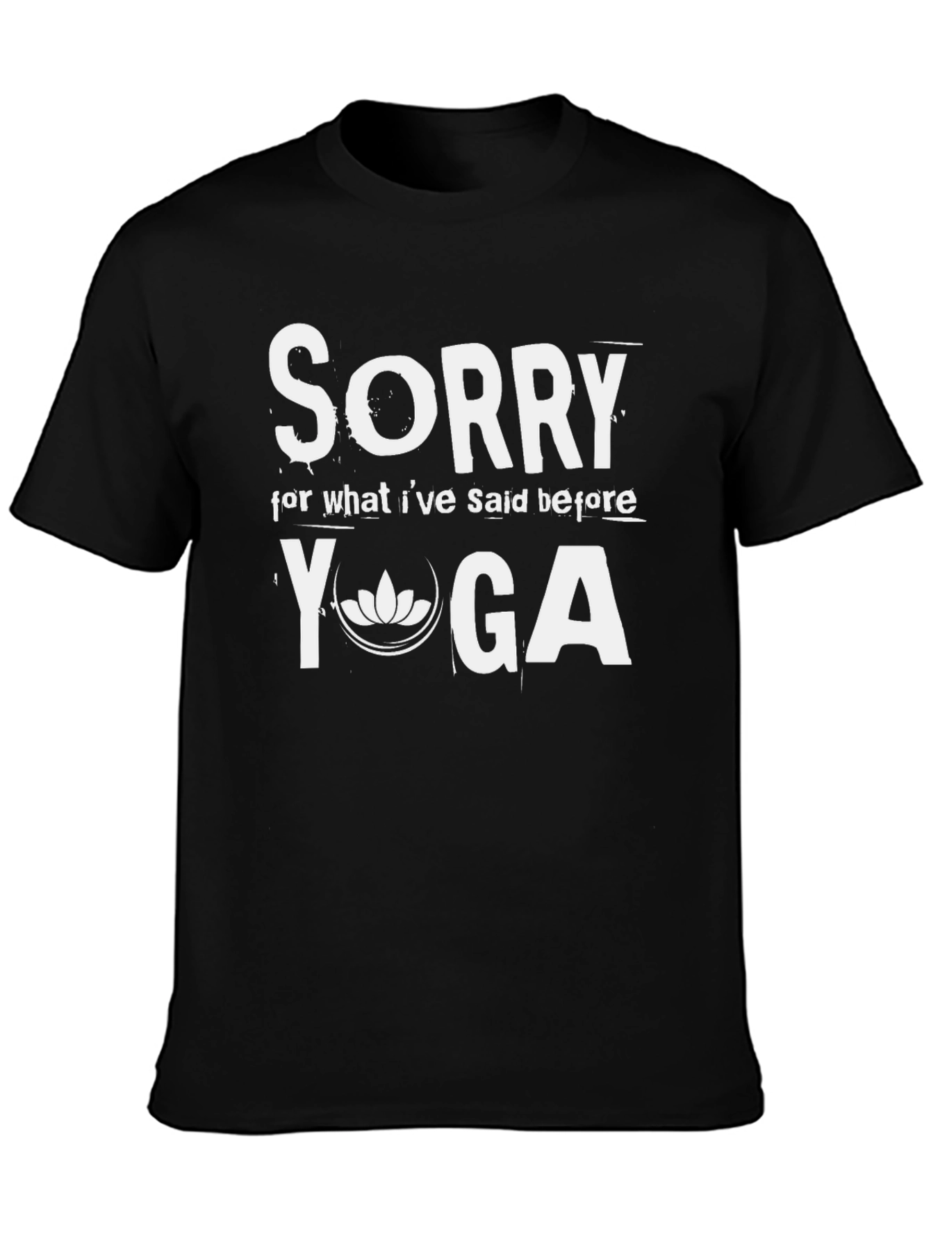 Black Sorry Yoga T-Shirt - Relaxed Fit Cotton Tee view 3