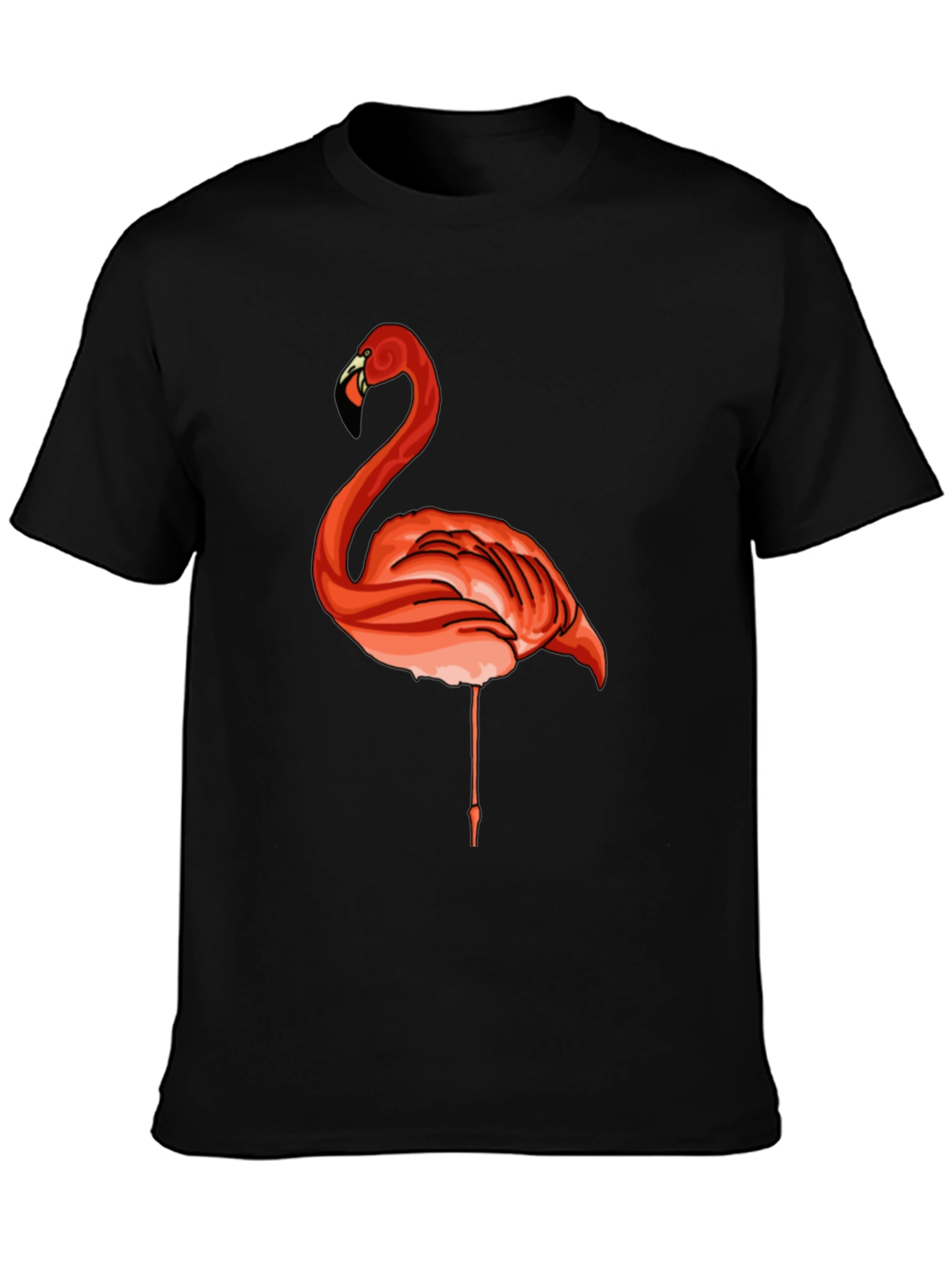 Black Flamingo Graphic Tee - Casual Black T-Shirt view 3