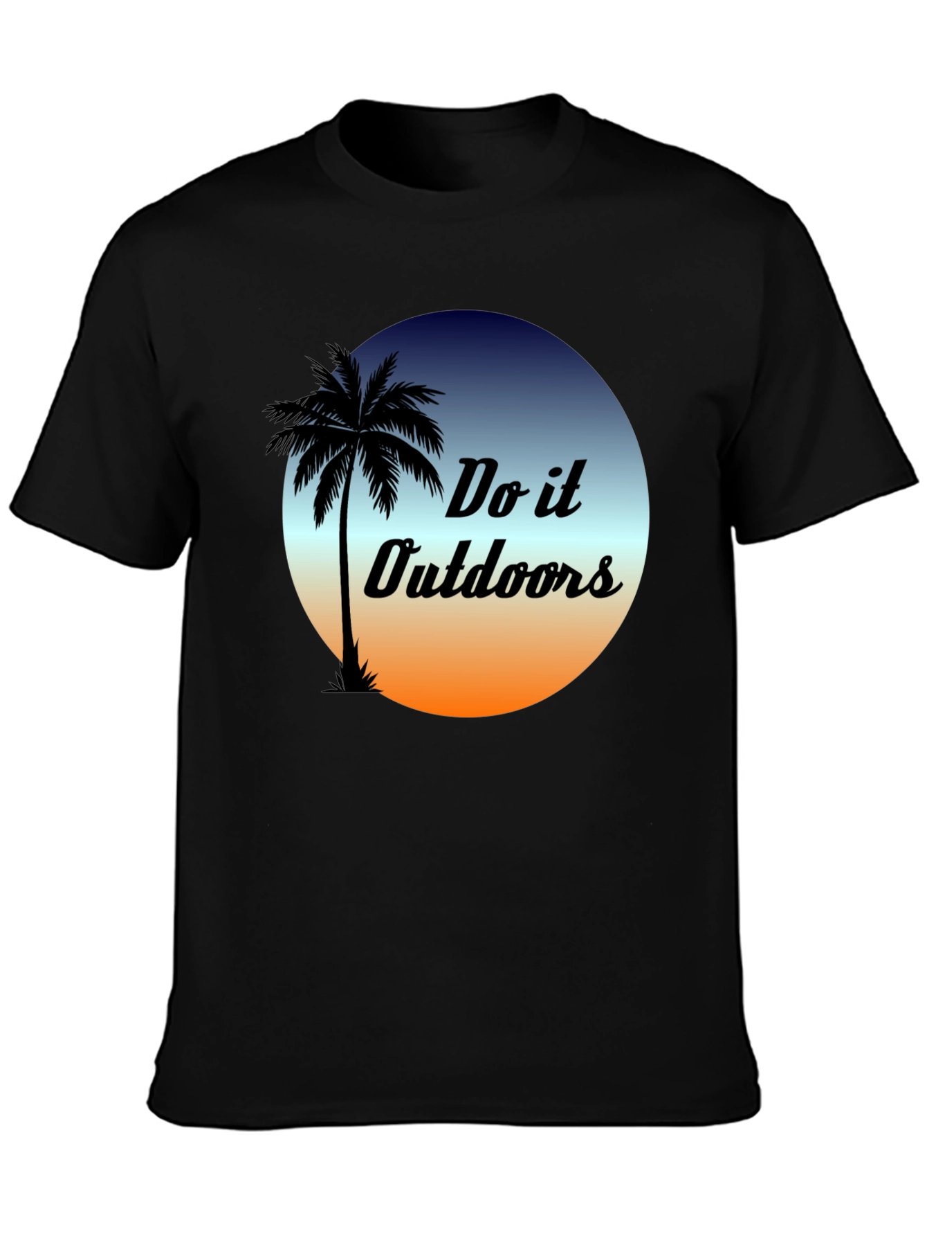 Black Do it Outdoors Graphic T-Shirt - Palm Tree Design view 3