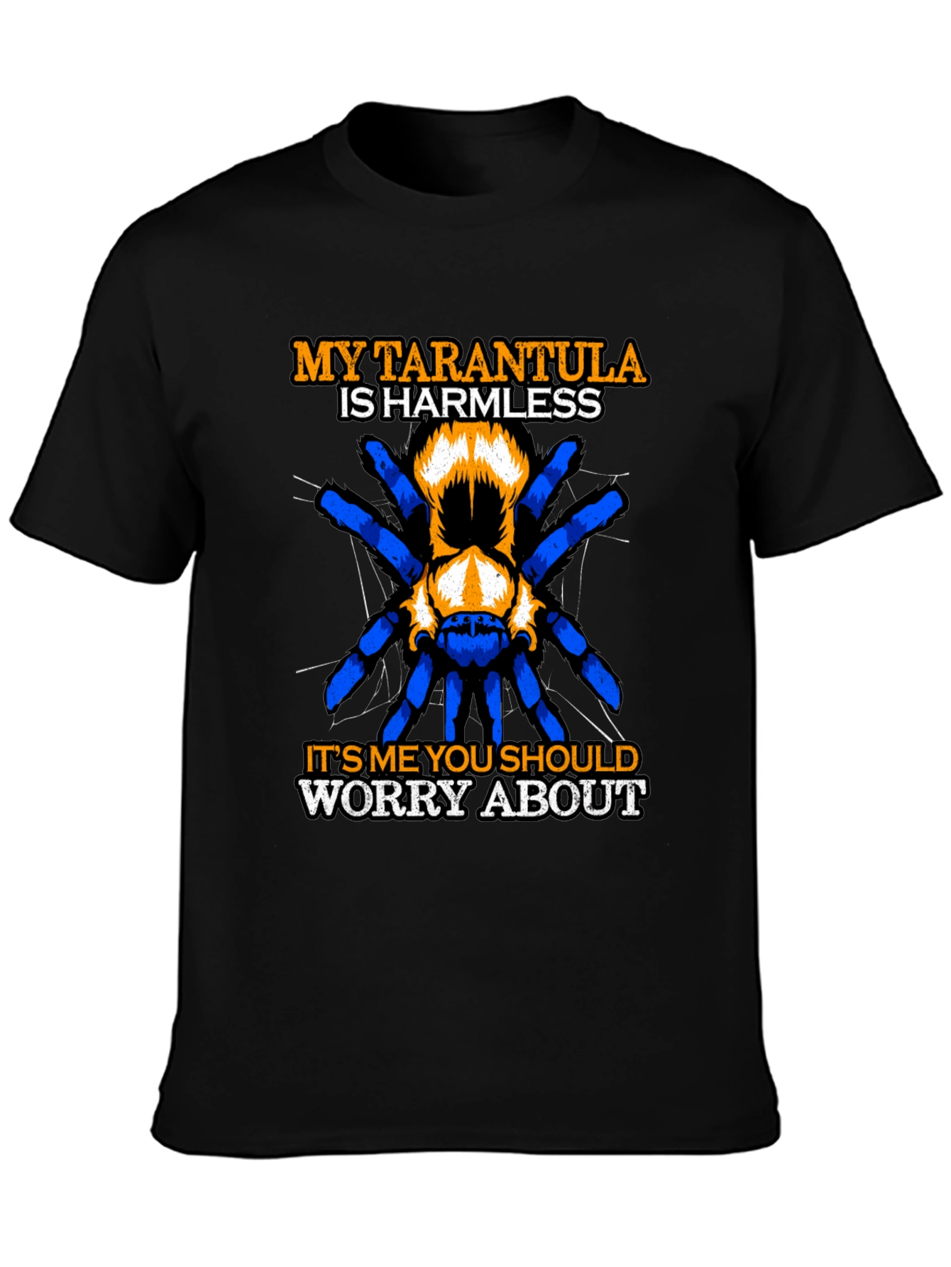 Black Tarantula Harmless Funny T-Shirt view 3