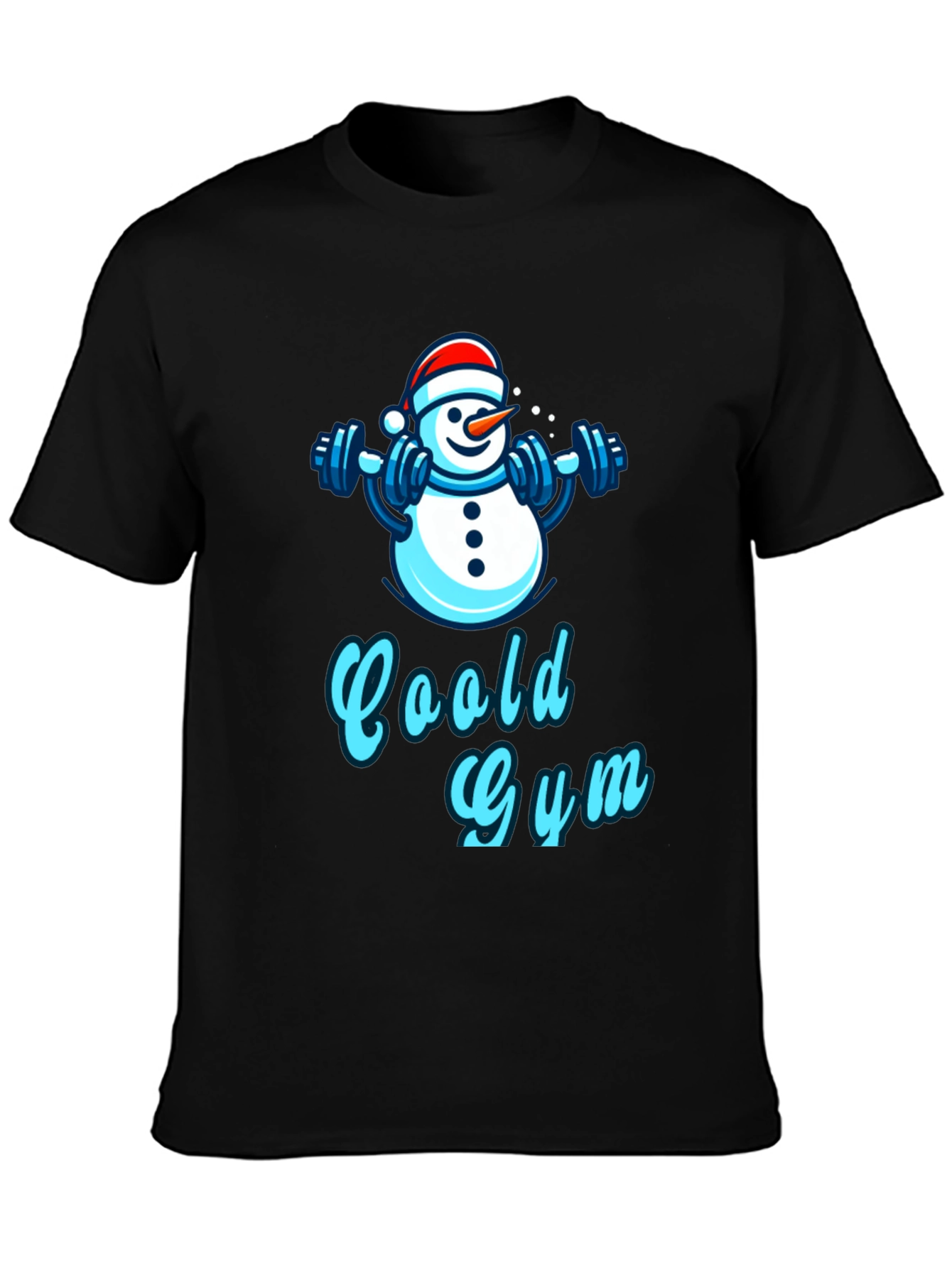 Black Cool Gym Snowman Black T-Shirt view 3