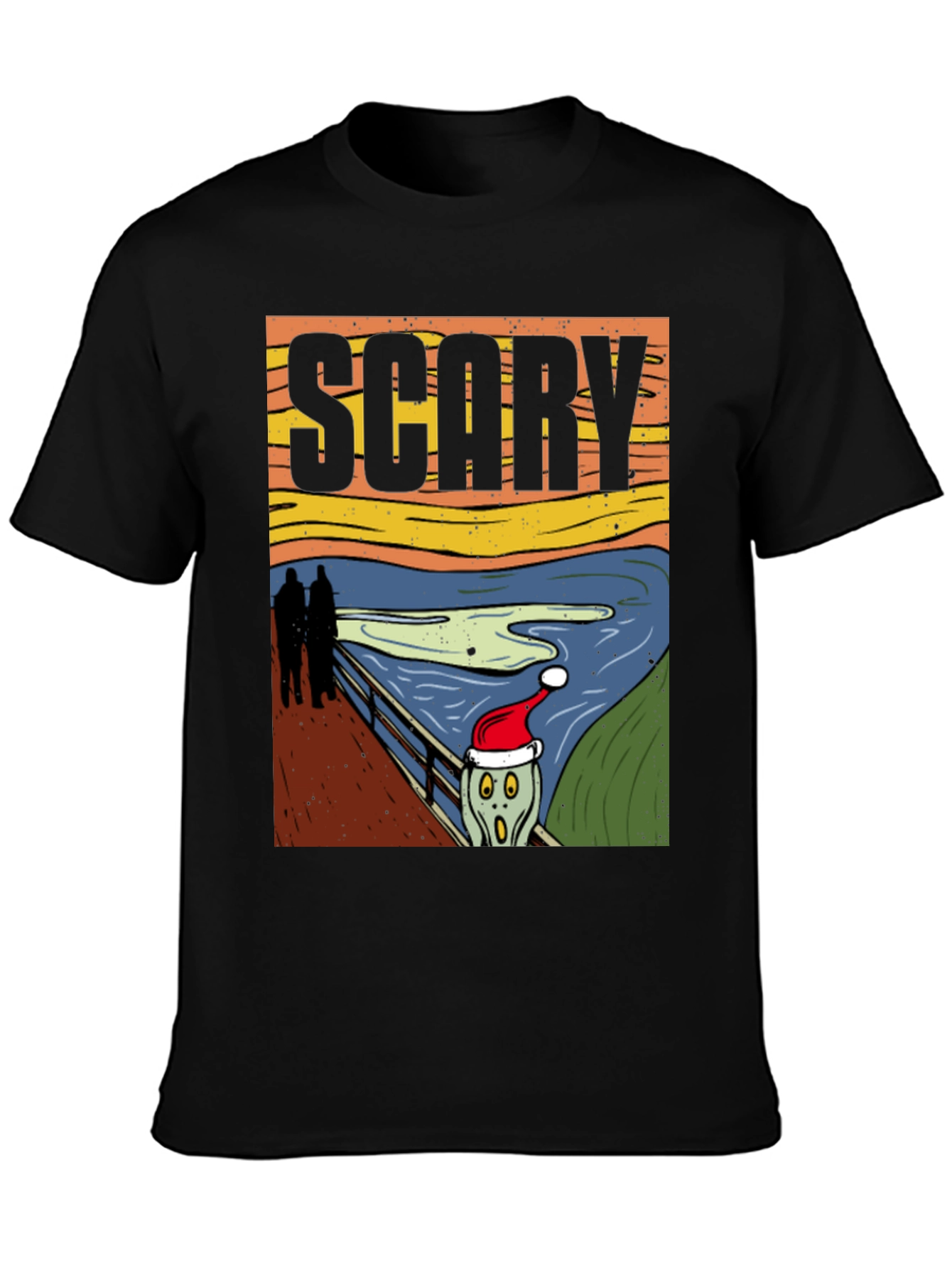 Black Scary Christmas Scream T-Shirt view 3