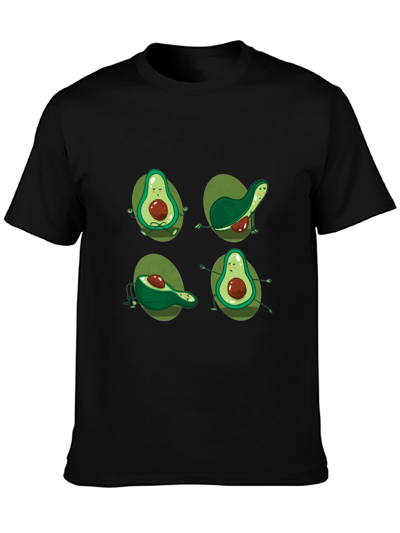 Black Avocado Yoga Black T-Shirt - Meditating Fruit Tee view 3
