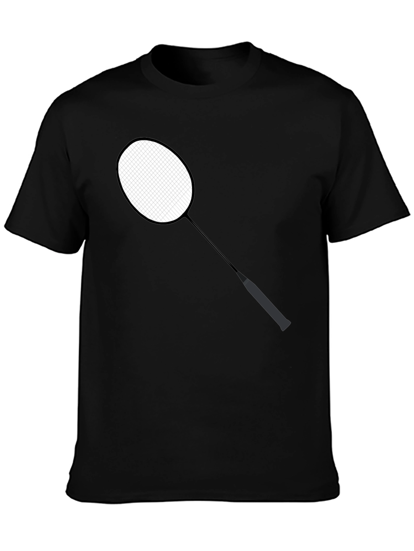 Black Badminton Racket Graphic Tee - Stylish Sportswear view 3