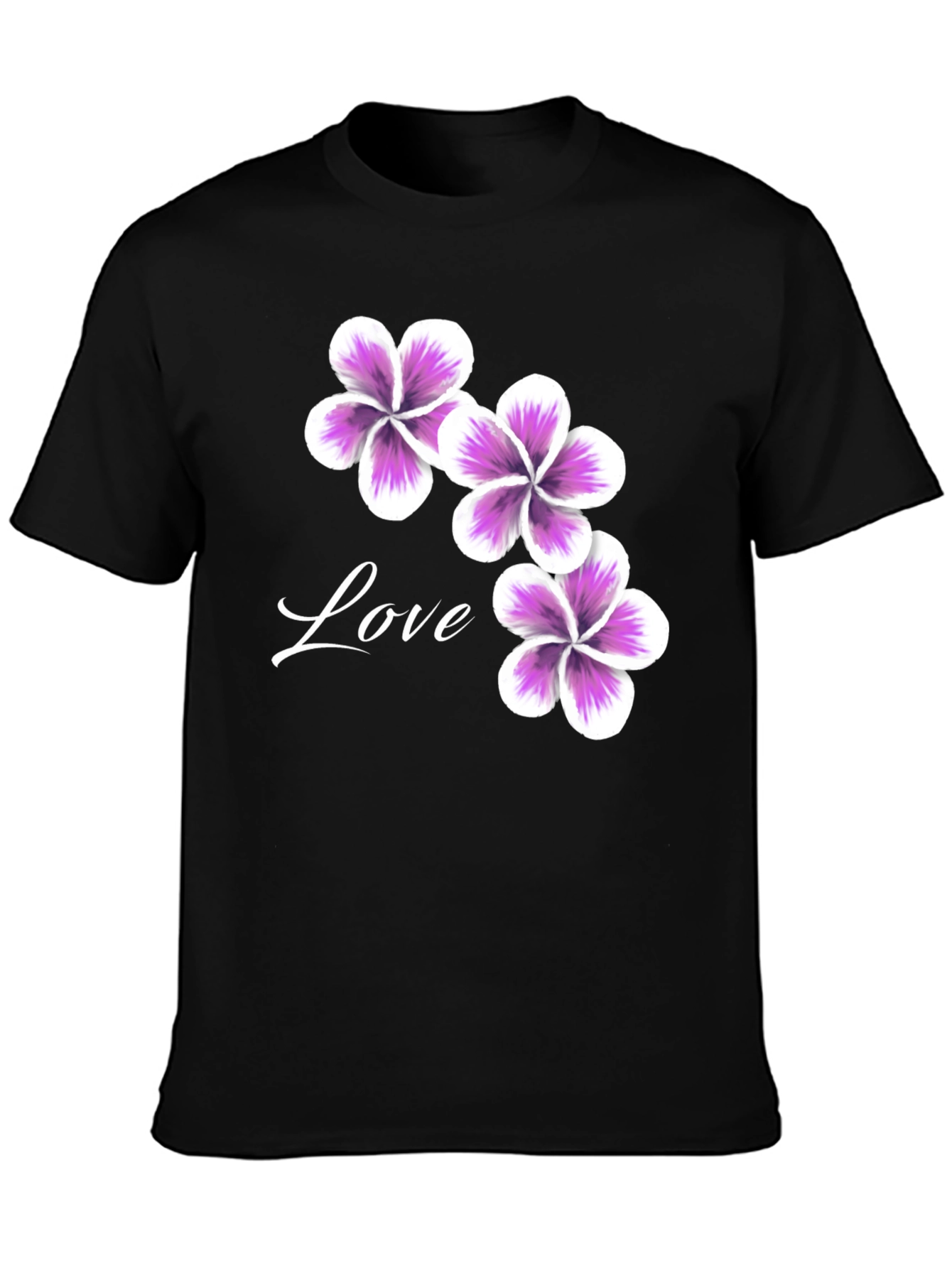 Black Floral Love T-Shirt - Casual Stylish Tee view 3
