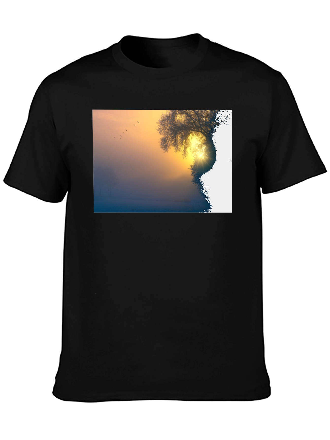 Black Sunrise Nature Scene Graphic Tee view 3