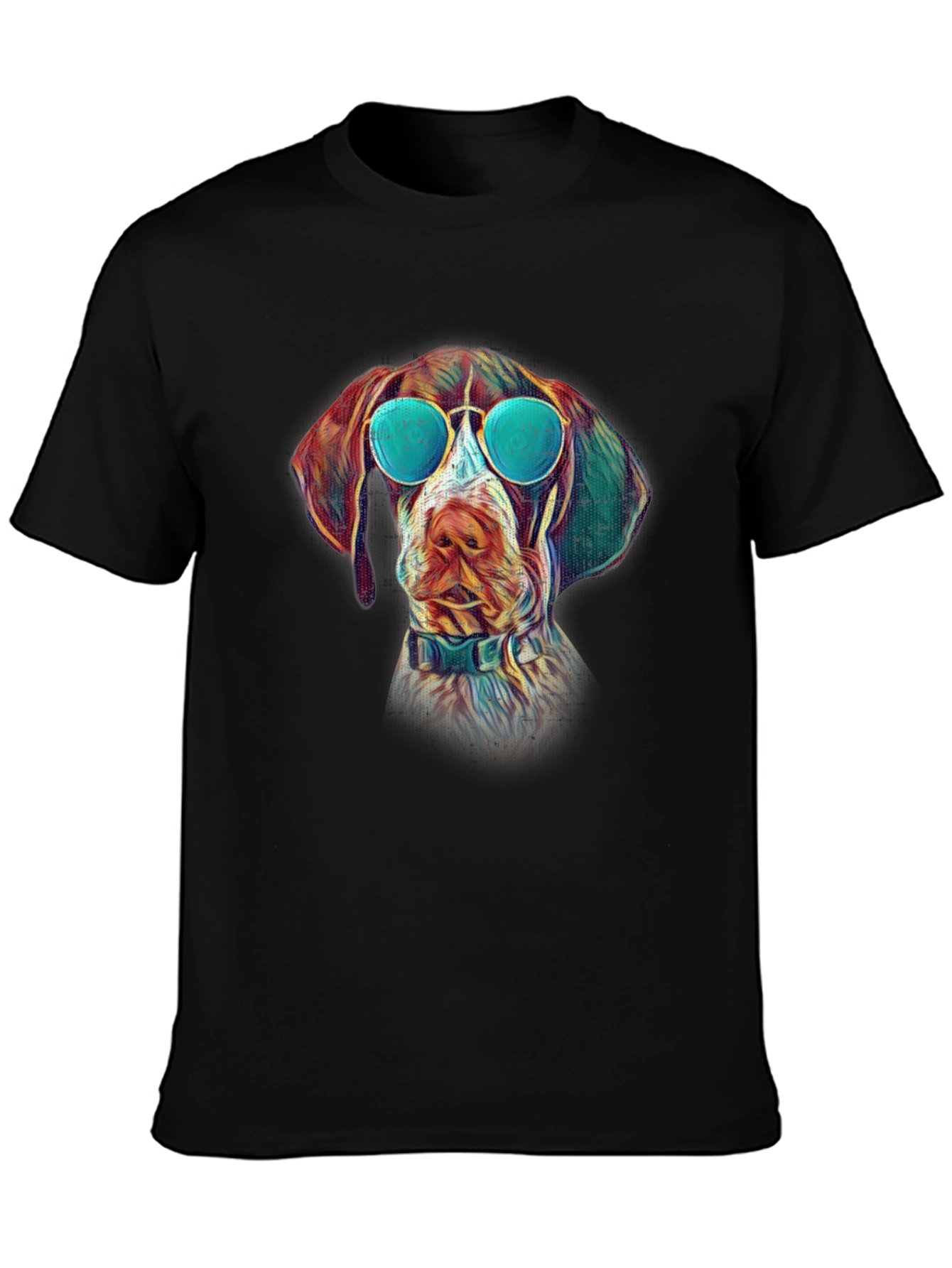 Black Cool Dog T-Shirt - Graphic Tee with Dog Wearing Sunglasses view 3