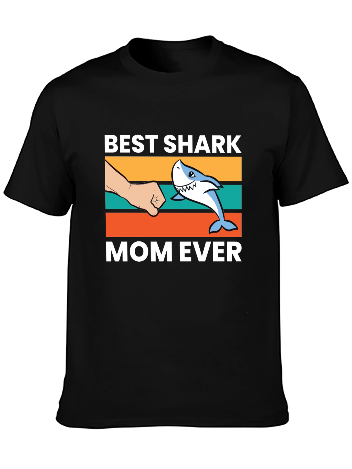 Black Best Shark Mom Ever T-Shirt view 3