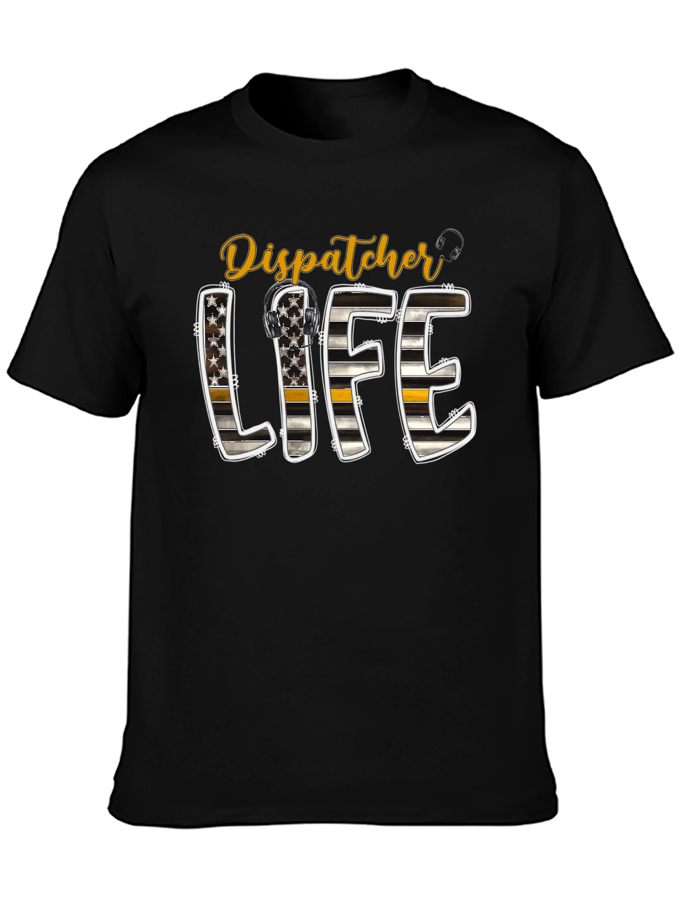 Black Dispatcher Life Tee - Thin Yellow Line view 3